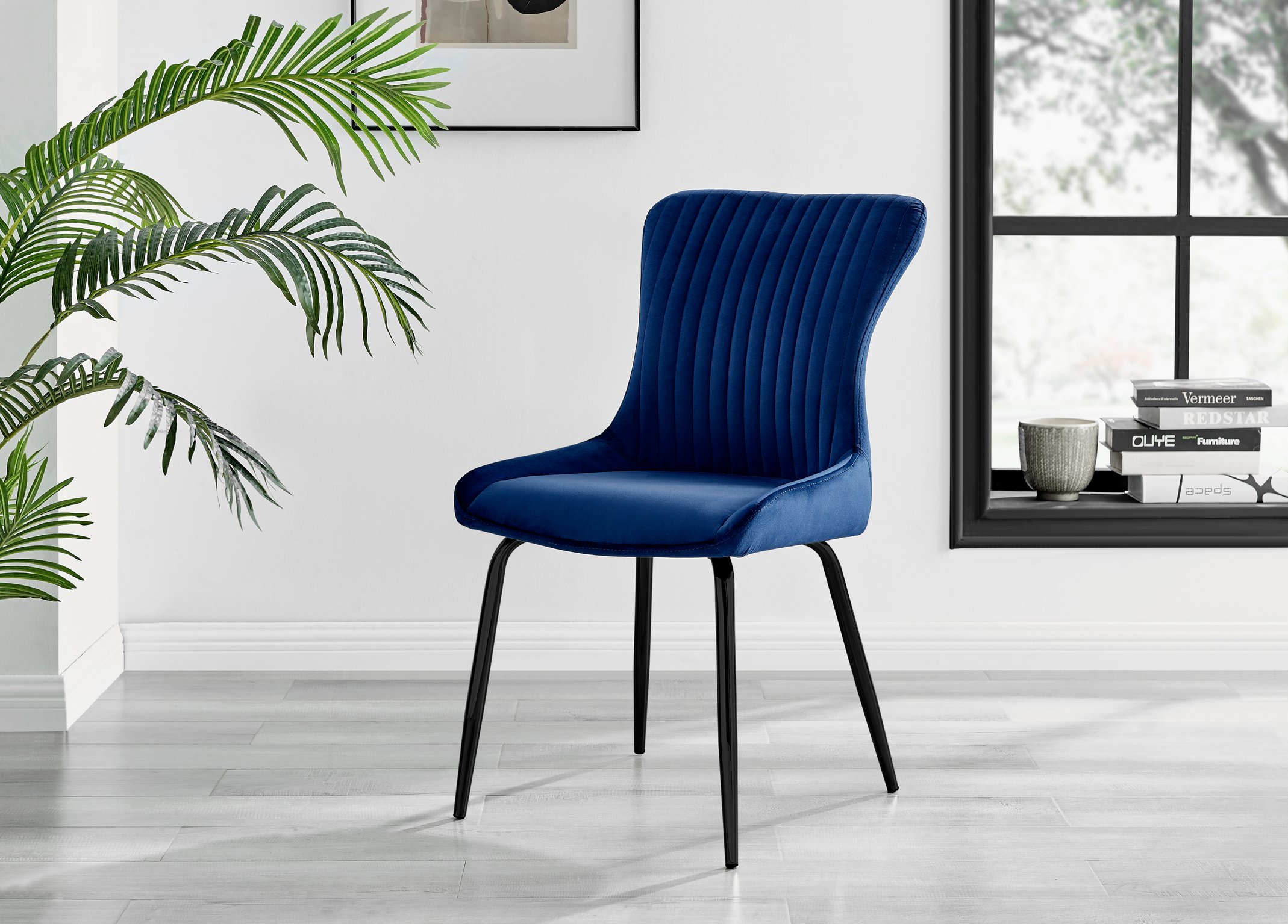 Set of 2 Nora Velvet Dining Chairs with Black or Chrome Legs Modern Wingback - Picture 24 of 79