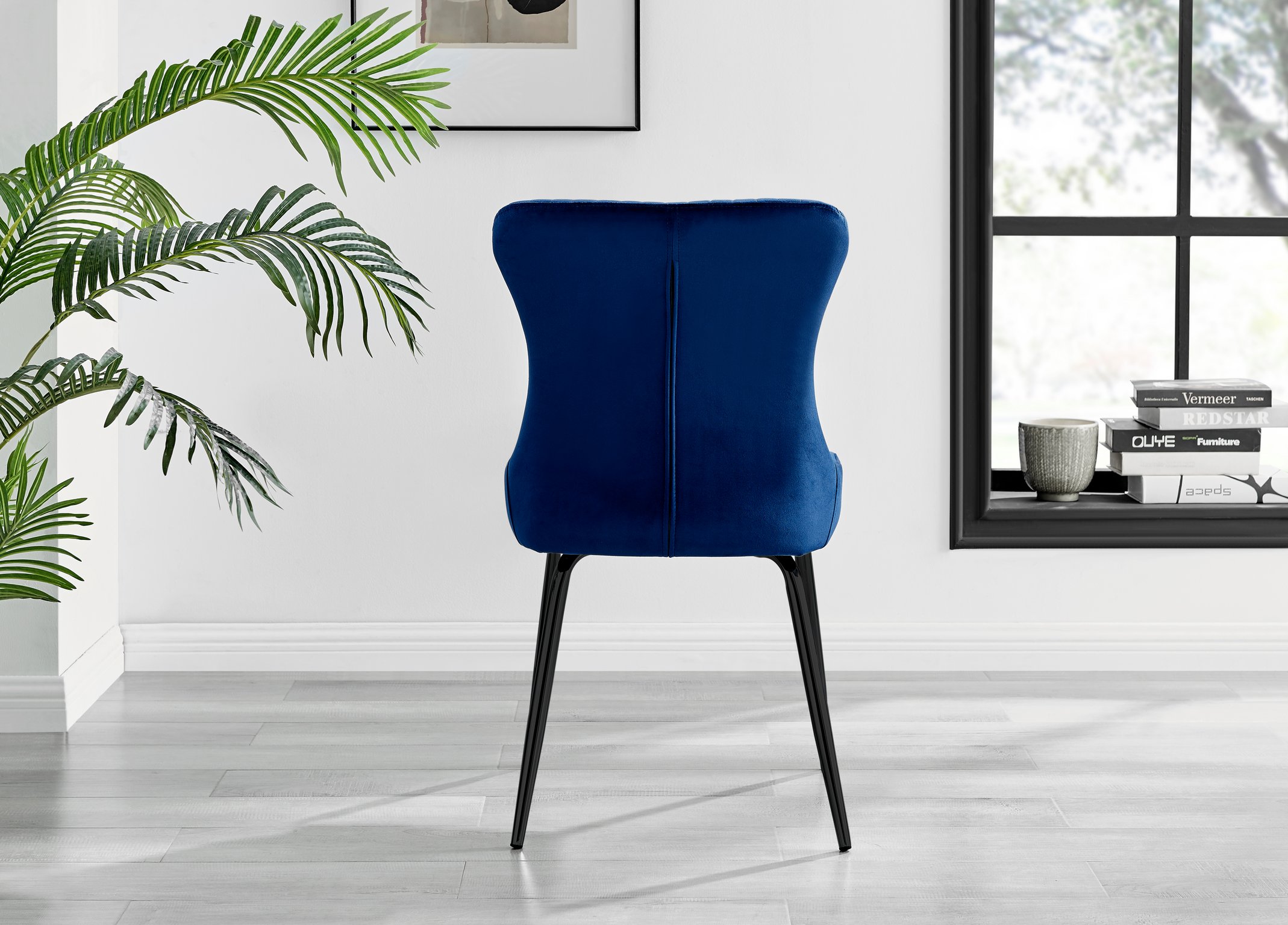 Set of 2 Nora Velvet Dining Chairs with Black or Chrome Legs Modern Wingback - Picture 22 of 79
