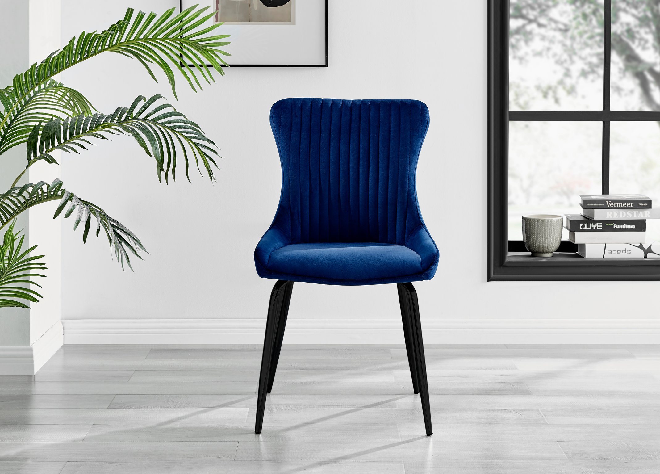 Set of 2 Nora Velvet Dining Chairs with Black or Chrome Legs Modern Wingback - Picture 18 of 79