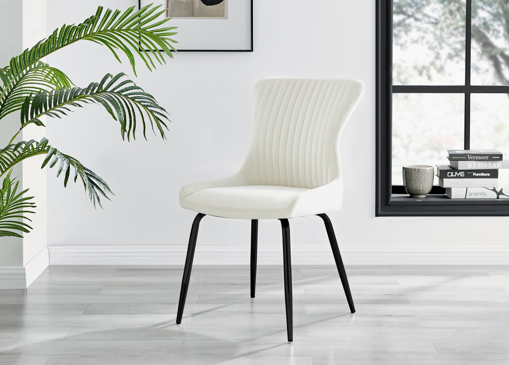 Set of 2 Nora Velvet Dining Chairs with Black or Chrome Legs Modern Wingback - Picture 15 of 79