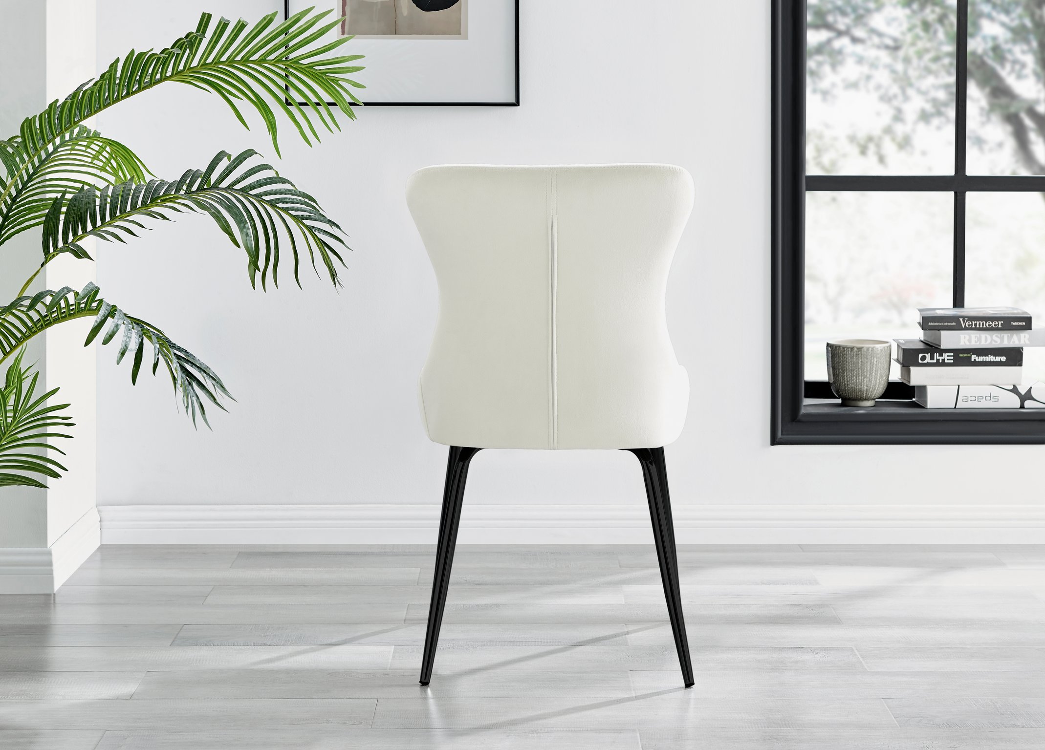 Set of 2 Nora Velvet Dining Chairs with Black or Chrome Legs Modern Wingback - Picture 13 of 79