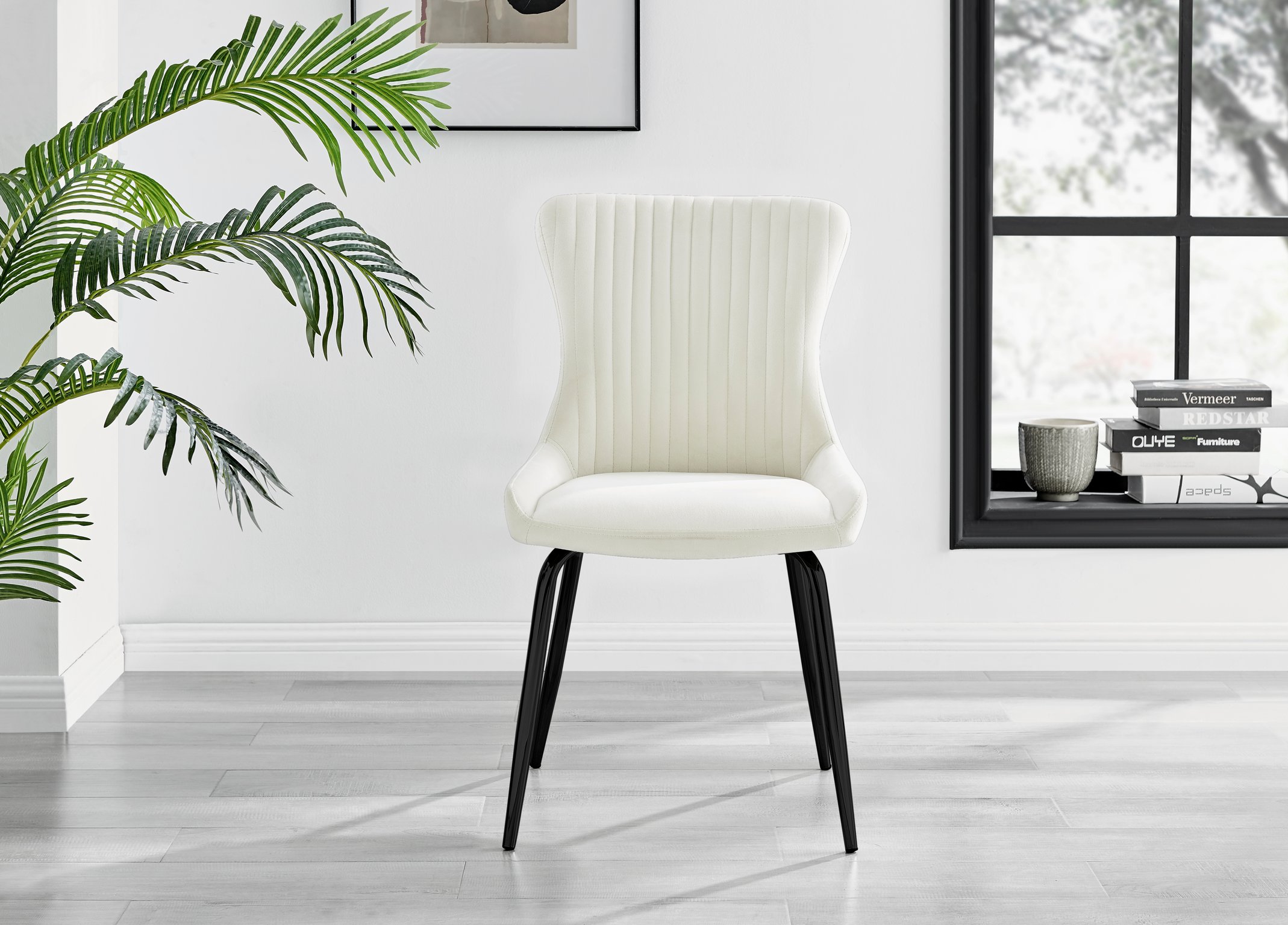 Set of 2 Nora Velvet Dining Chairs with Black or Chrome Legs Modern Wingback - Picture 9 of 79