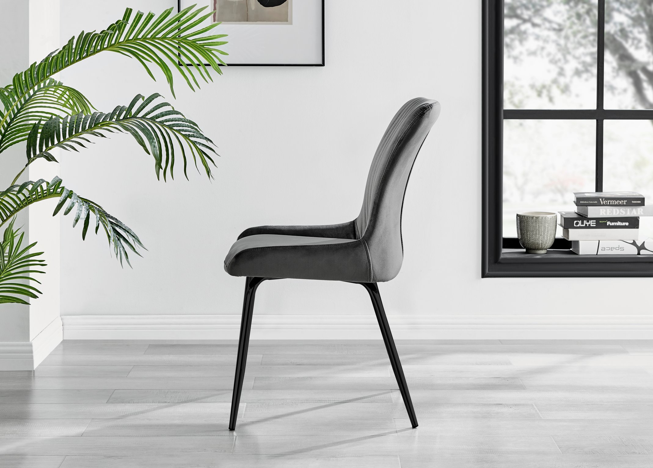 Set of 2 Nora Velvet Dining Chairs with Black or Chrome Legs Modern Wingback - Picture 41 of 79