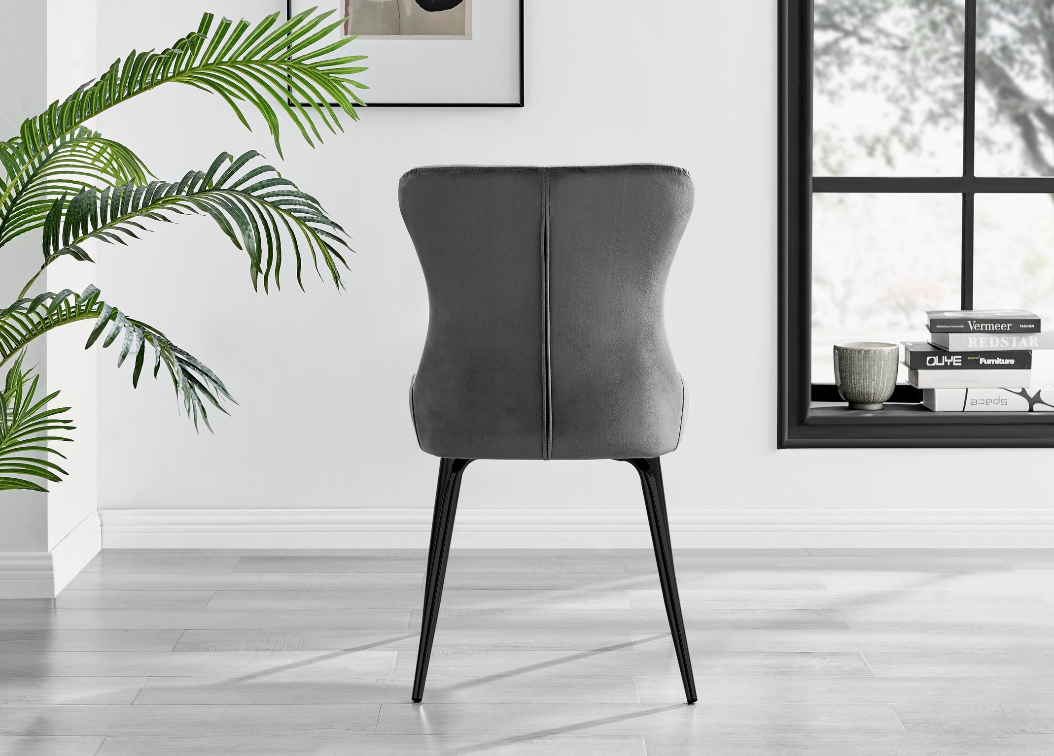 Set of 2 Nora Velvet Dining Chairs with Black or Chrome Legs Modern Wingback - Picture 40 of 79