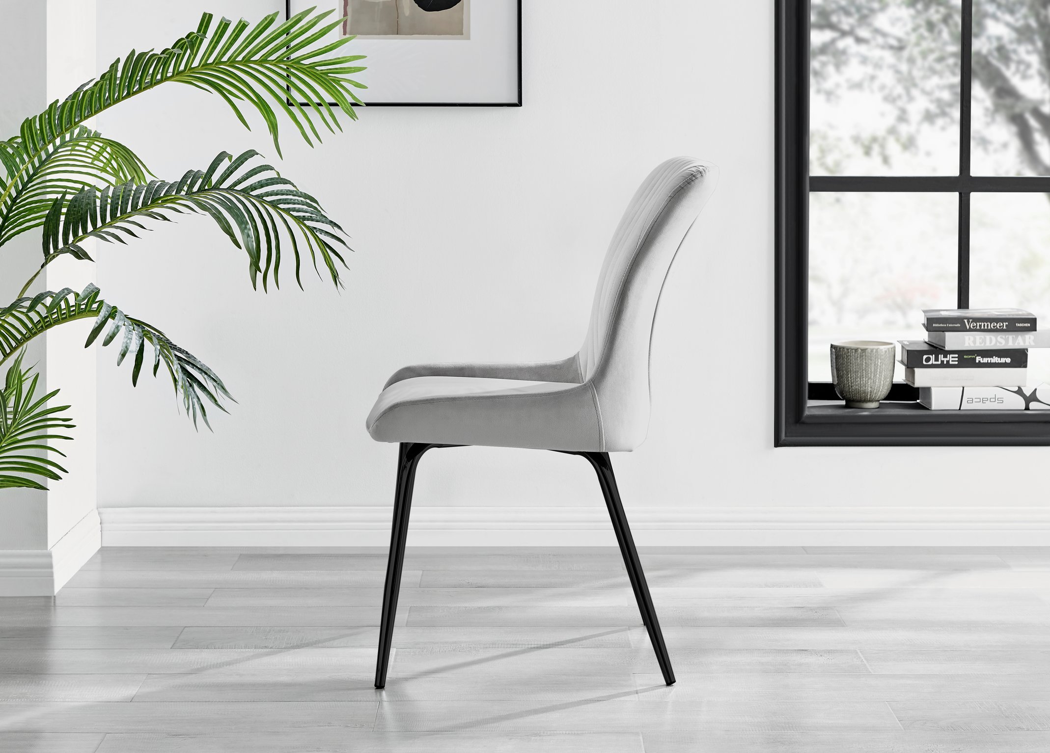 Set of 2 Nora Velvet Dining Chairs with Black or Chrome Legs Modern Wingback - Picture 32 of 79