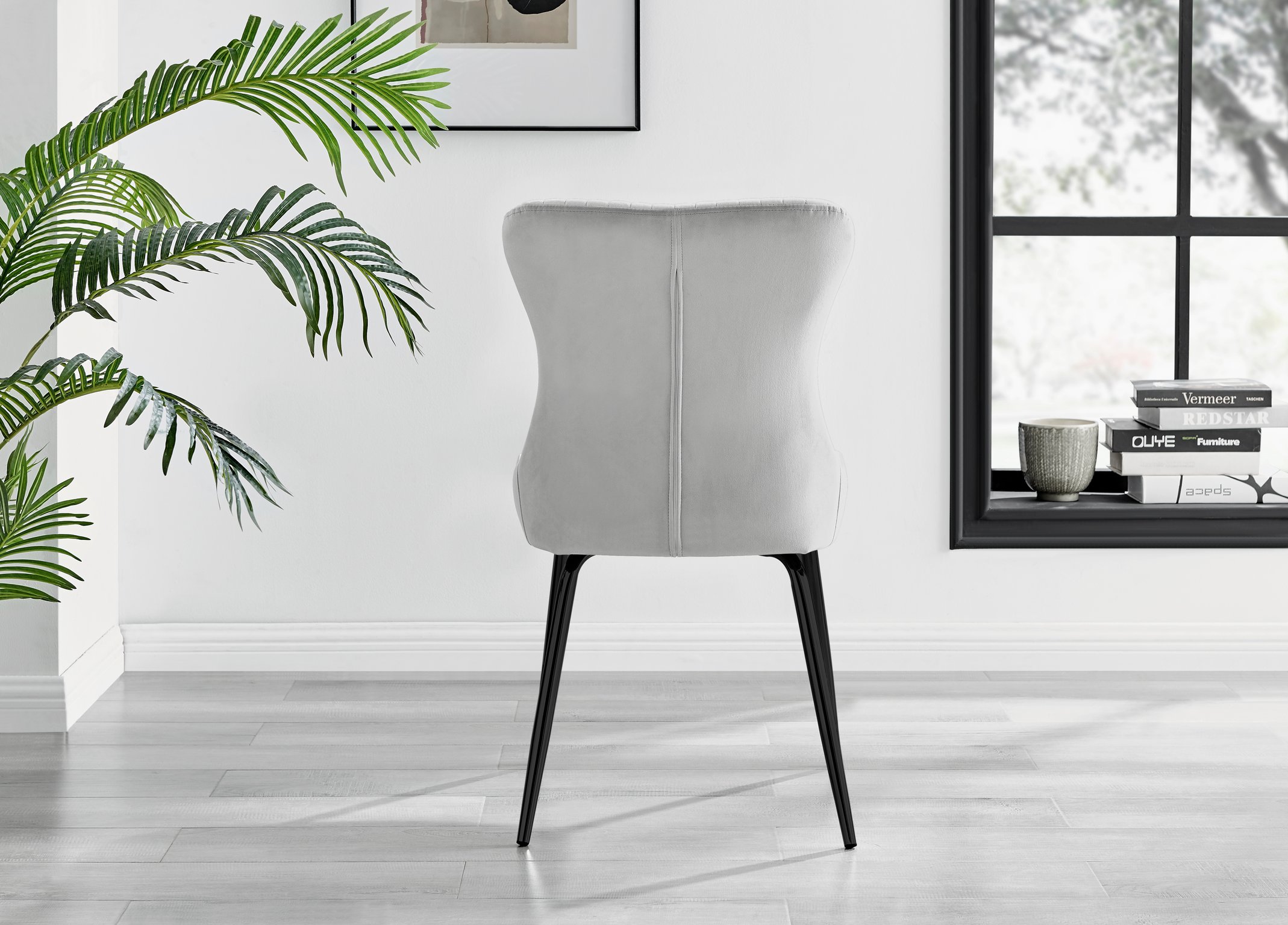 Set of 2 Nora Velvet Dining Chairs with Black or Chrome Legs Modern Wingback - Picture 31 of 79