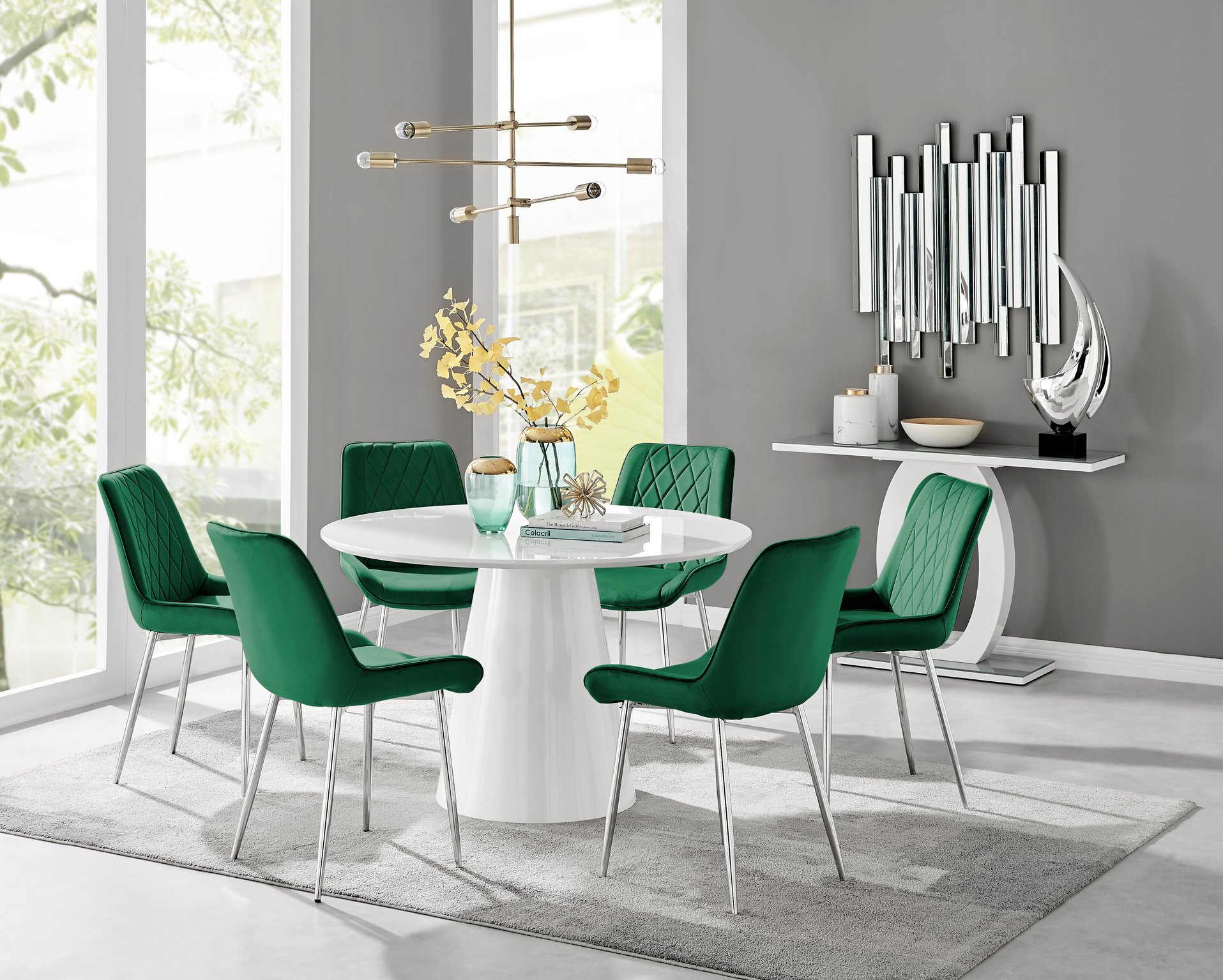 White high gloss round 2024 dining table