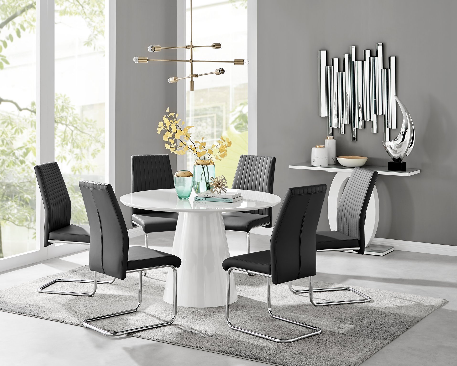 round gloss dining table and chairs