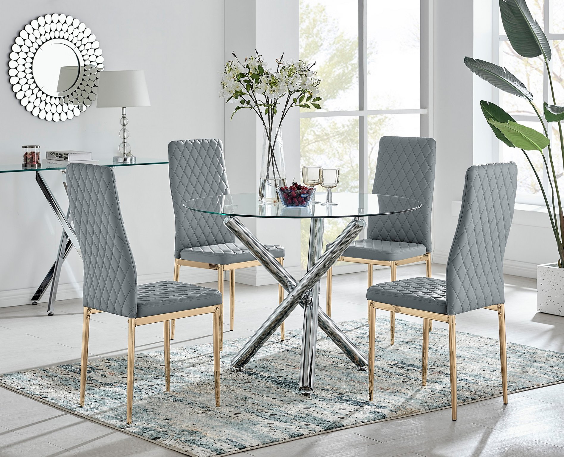 Selina Round Dining Table and Milan Dining Chairs