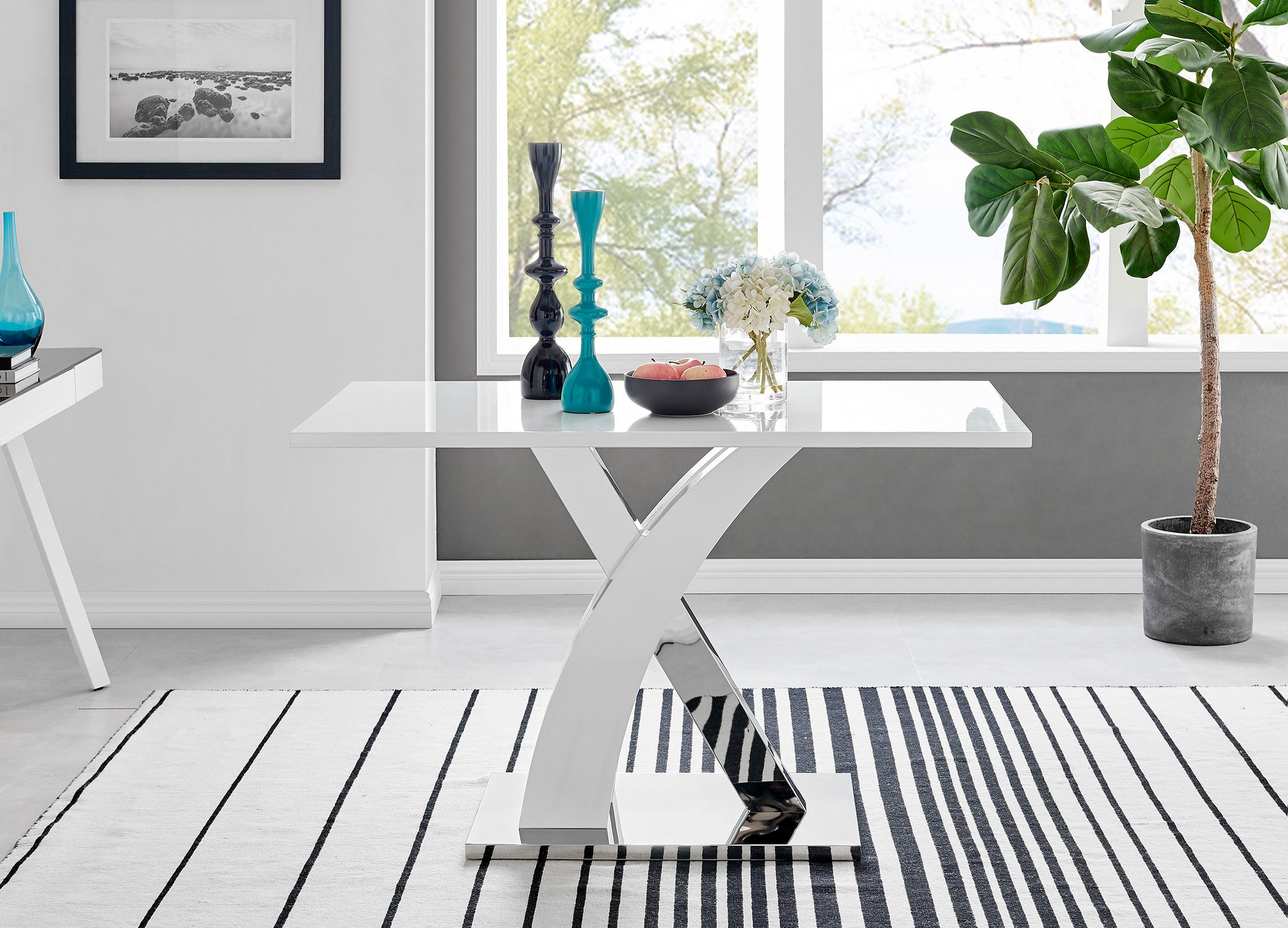 ATLANTA White High Gloss and Chrome Dining Table & 6 Faux Leather Pesaro Chairs - Picture 14 of 251