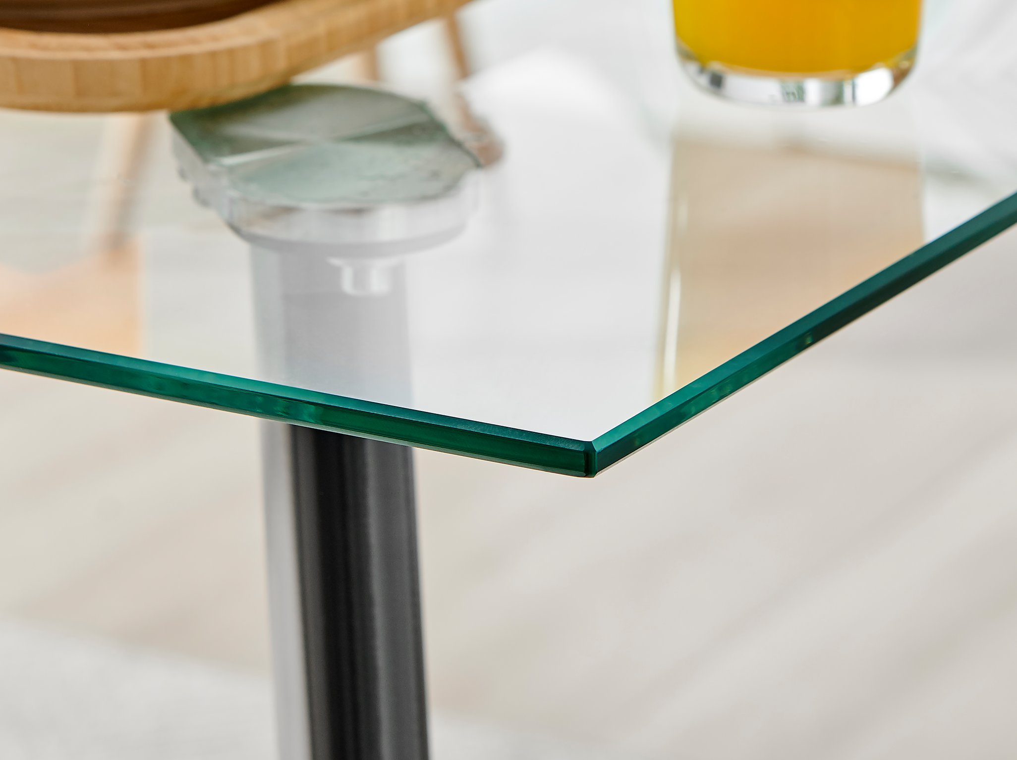 Seattle Glass and Black Leg Square Dining Table & 4 Velvet Pesaro Silver Chairs - Picture 16 of 96