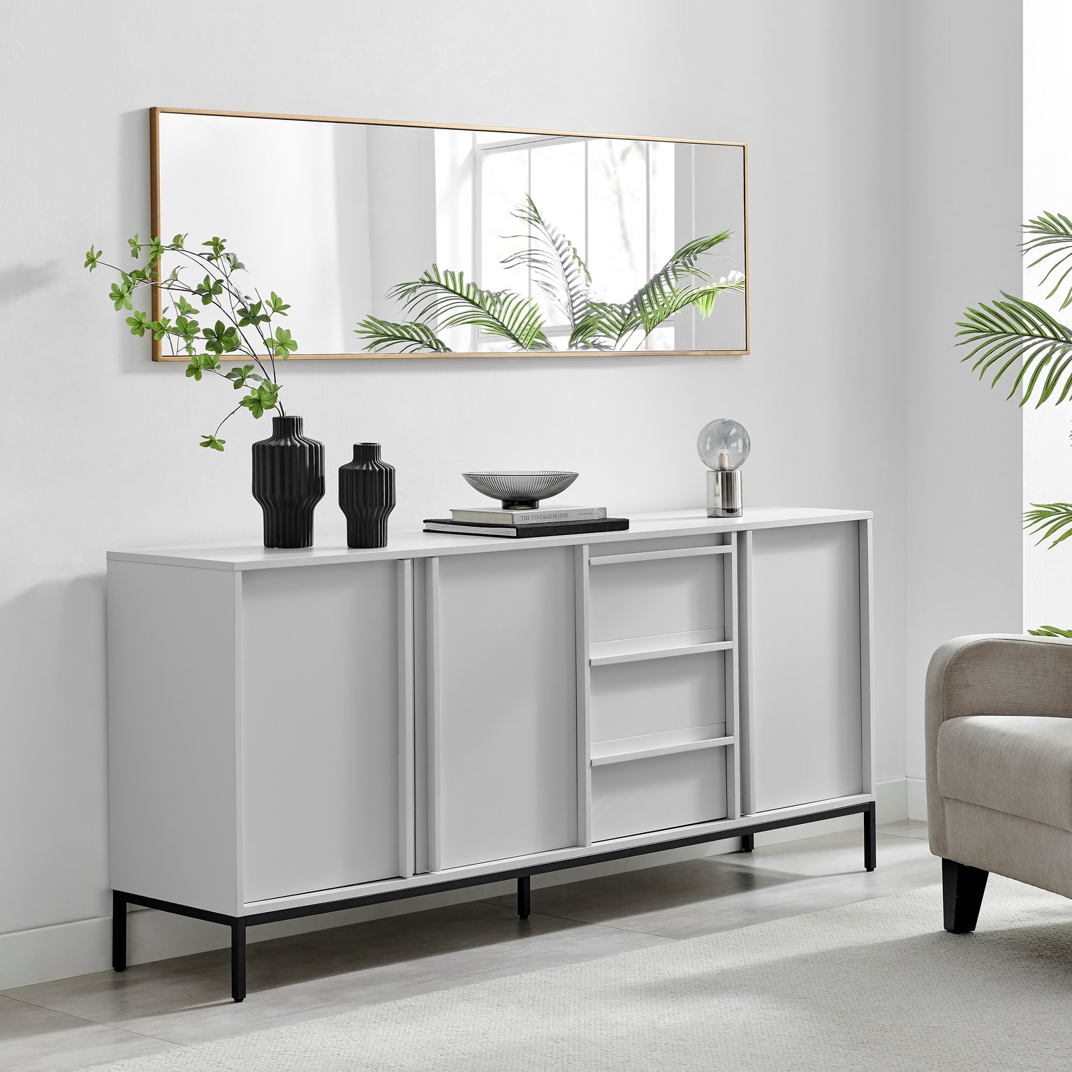 Svit Wooden Storage Sideboard Black Legs Minimalist Scandi Industrial 3 Drawers - Picture 3 of 14