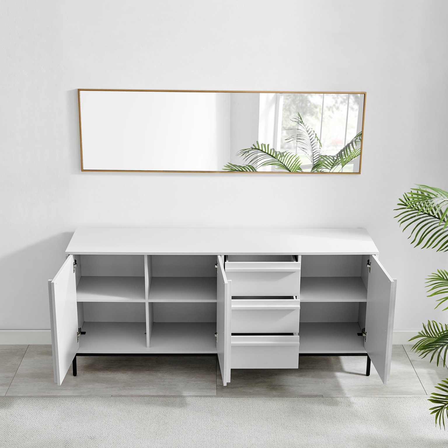 Svit Wooden Storage Sideboard Black Legs Minimalist Scandi Industrial 3 Drawers - Picture 5 of 14