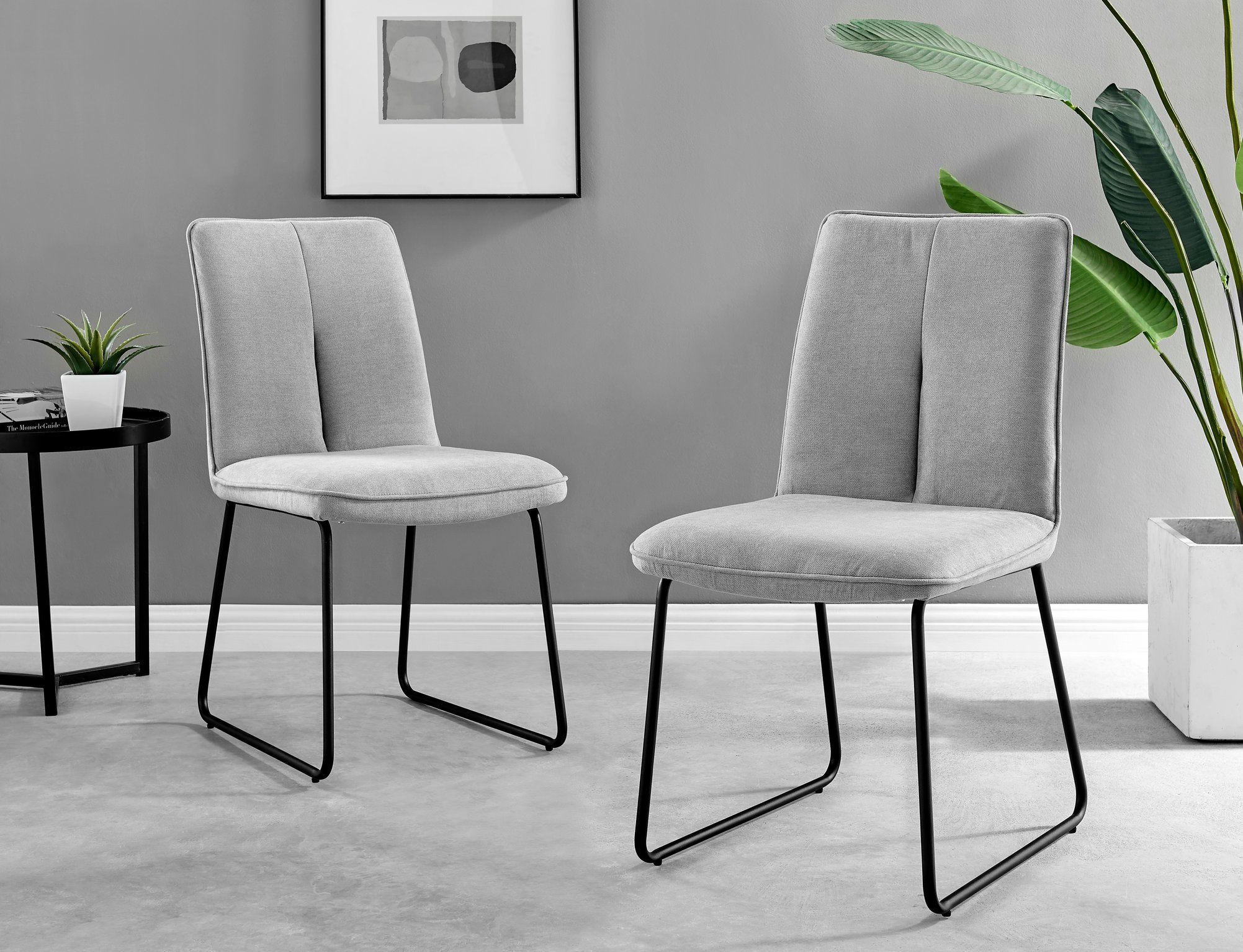 Seattle Glass and Black Leg Square Dining Table & 4 Halle Fabric Chairs - Picture 30 of 58