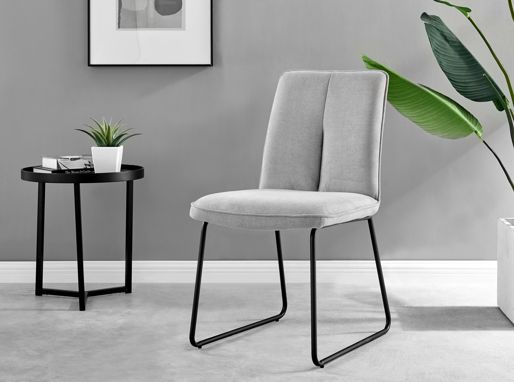 Seattle Glass and Black Leg Square Dining Table & 4 Halle Fabric Chairs - Picture 31 of 58