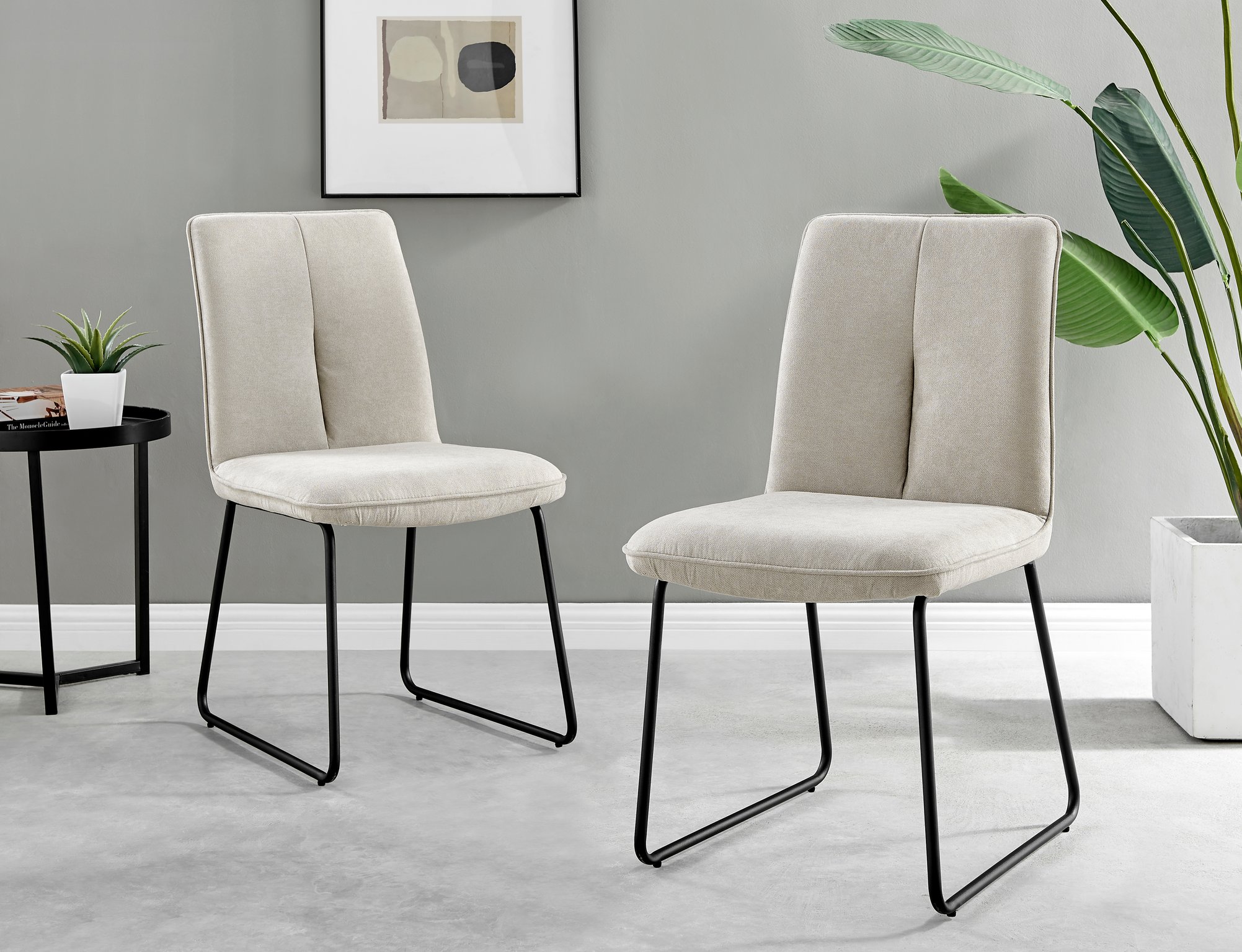 Seattle Glass and Black Leg Square Dining Table & 4 Halle Fabric Chairs - Picture 42 of 58