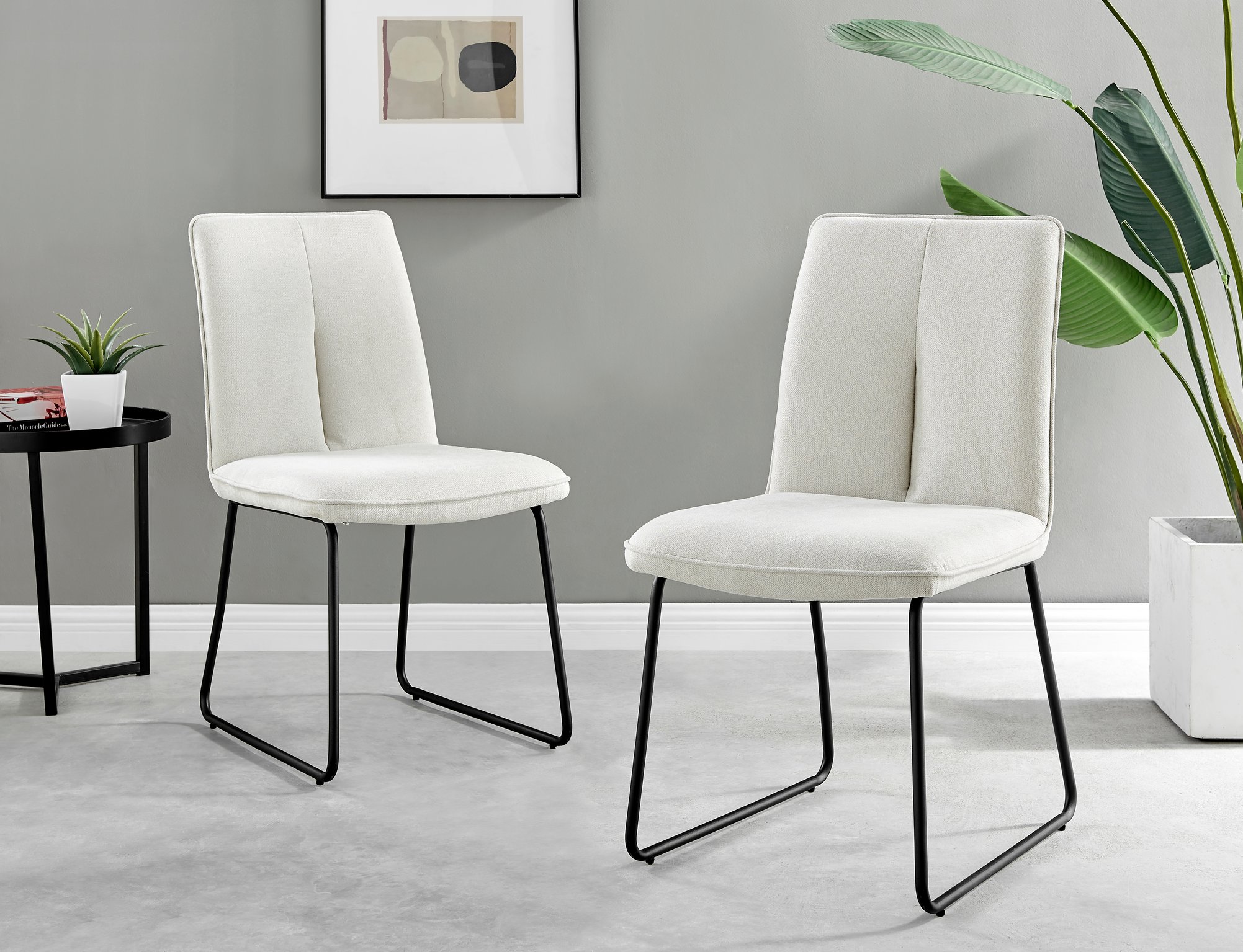 Seattle Glass and Black Leg Square Dining Table & 4 Halle Fabric Chairs - Picture 54 of 58