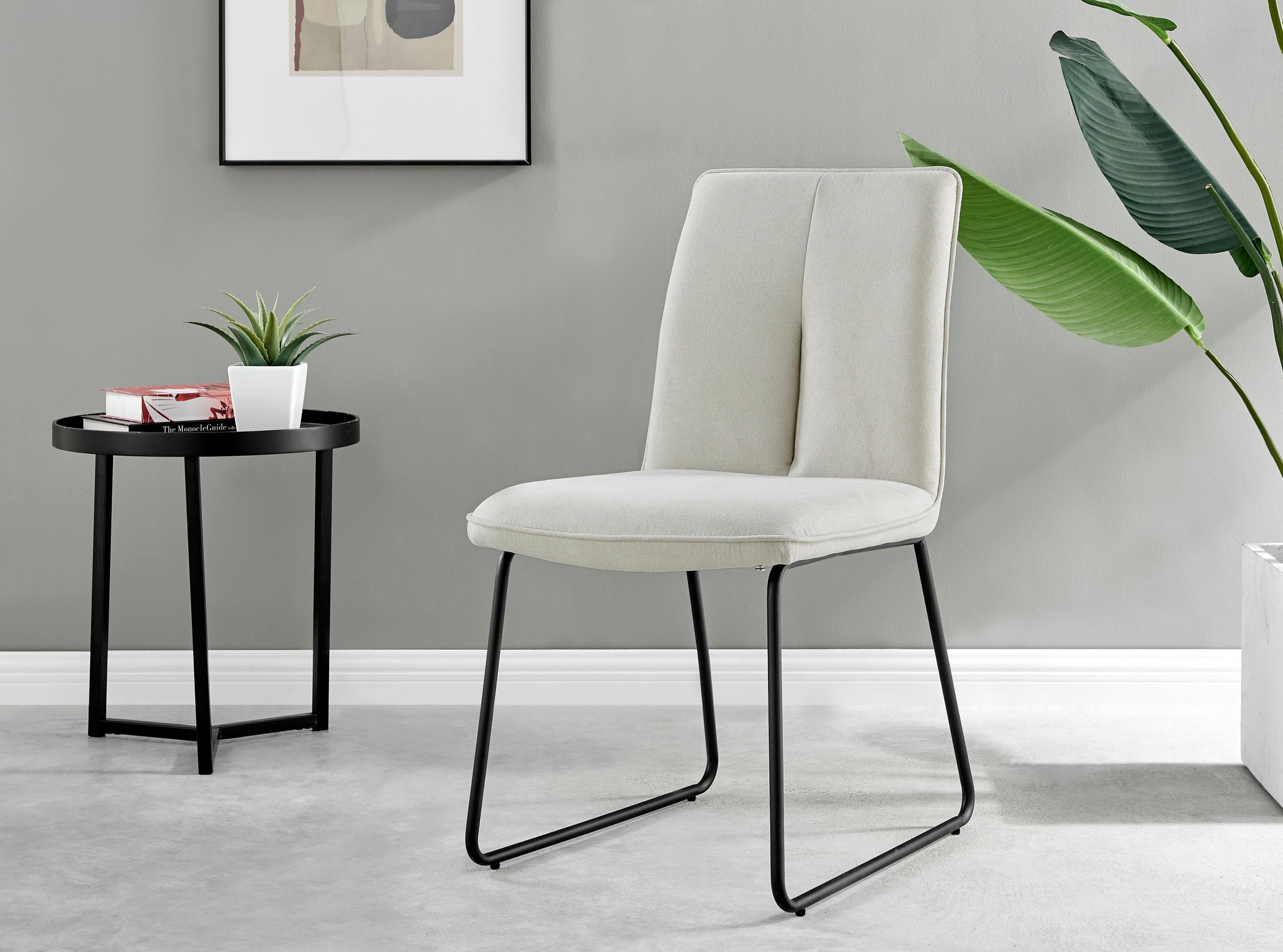 Seattle Glass and Black Leg Square Dining Table & 4 Halle Fabric Chairs - Picture 55 of 58