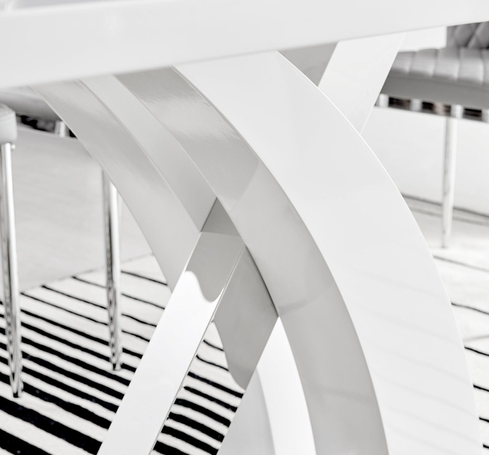 ATLANTA White High Gloss and Chrome Dining Table & 6 Faux Leather Murano Chairs - Picture 42 of 49