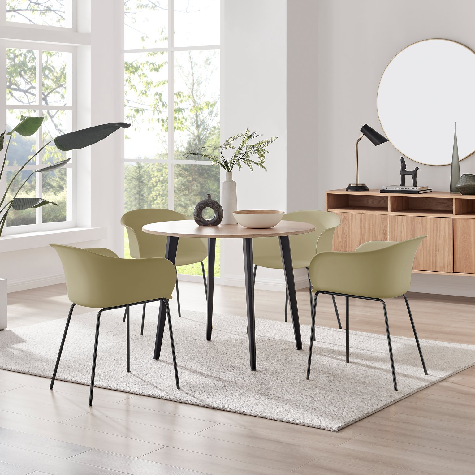 Koko 100cm Round Dining Table & 4 Harper Plastic Tub Dining Chairs Black Leg Sc - Picture 36 of 59