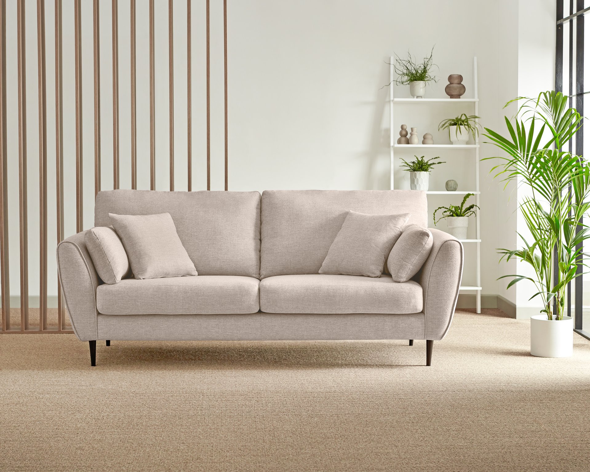 Furniturebox UK IDA 3 Seater Fabric Sofa Available in Cream/Grey/Green Linen