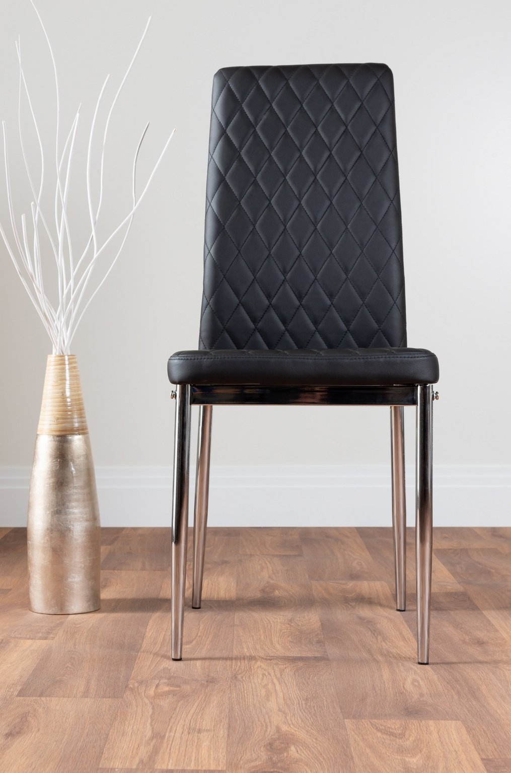 Seattle Glass and Black Leg Square Dining Table & 4 Milan Chrome Leg Chairs - Picture 68 of 71