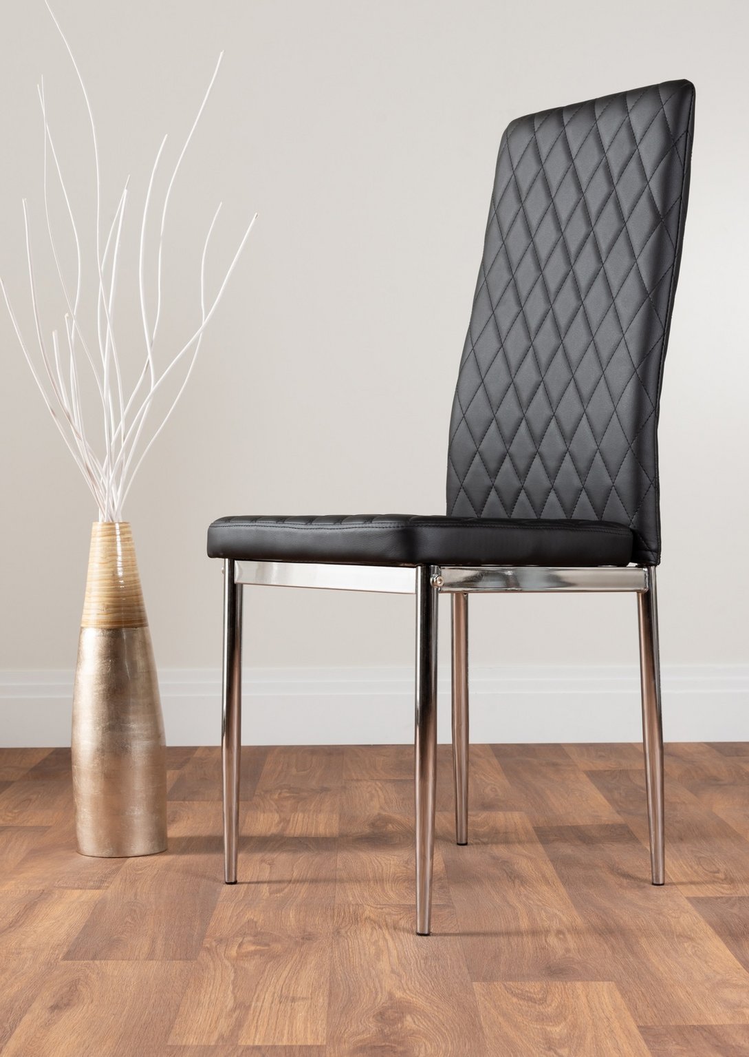 Seattle Glass and Black Leg Square Dining Table & 4 Milan Chrome Leg Chairs - Picture 67 of 71