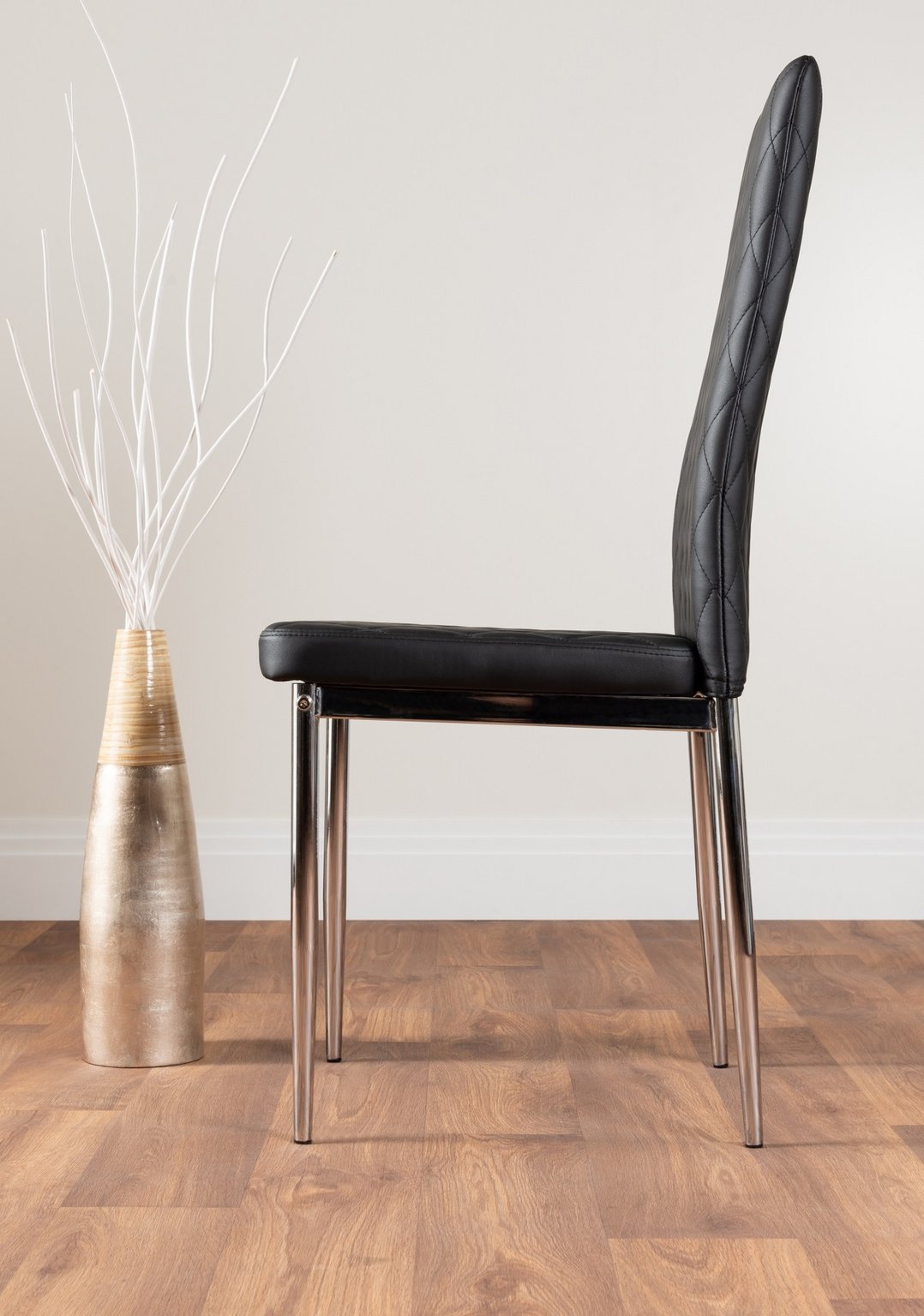 Seattle Glass and Black Leg Square Dining Table & 4 Milan Chrome Leg Chairs - Picture 69 of 71