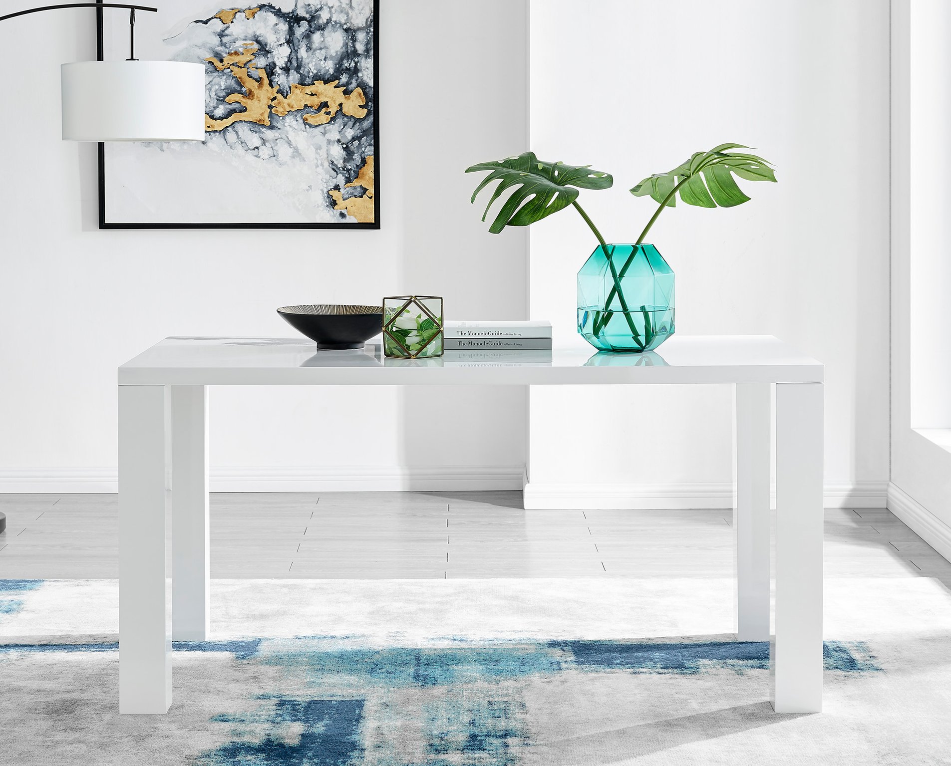 PIVERO White High Gloss Dining Table & 6 Faux Leather Milan Chairs - Picture 64 of 148