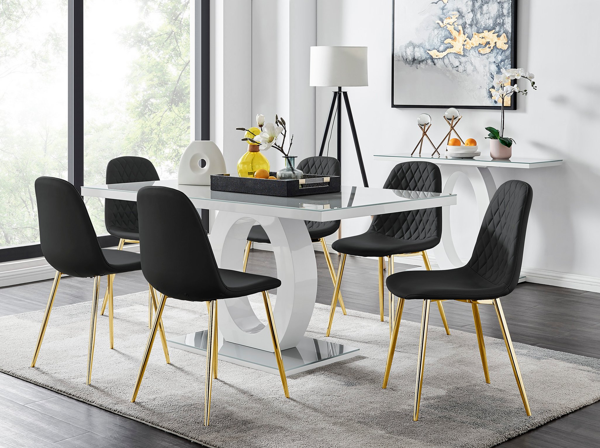 grey gloss dining table and chairs