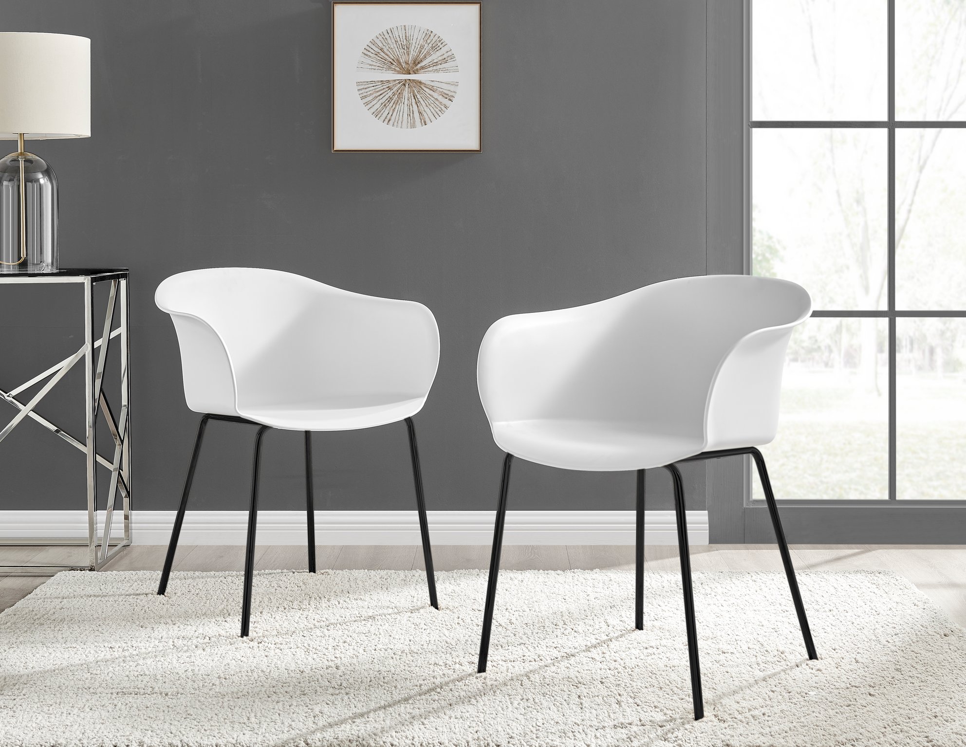 Koko 100cm Round Dining Table & 4 Harper Plastic Tub Dining Chairs Black Leg Sc - Picture 31 of 59