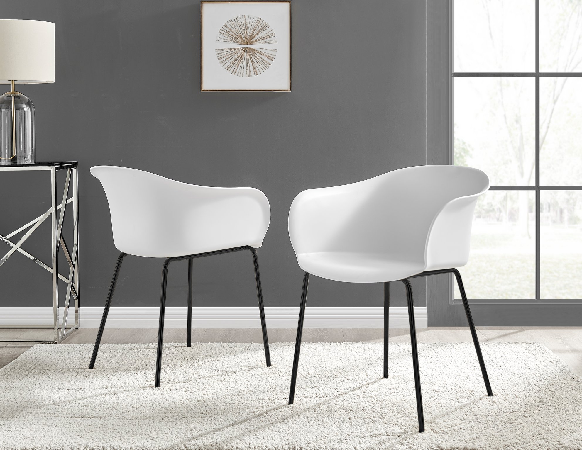 Koko 100cm Round Dining Table & 4 Harper Plastic Tub Dining Chairs Black Leg Sc - Picture 30 of 59