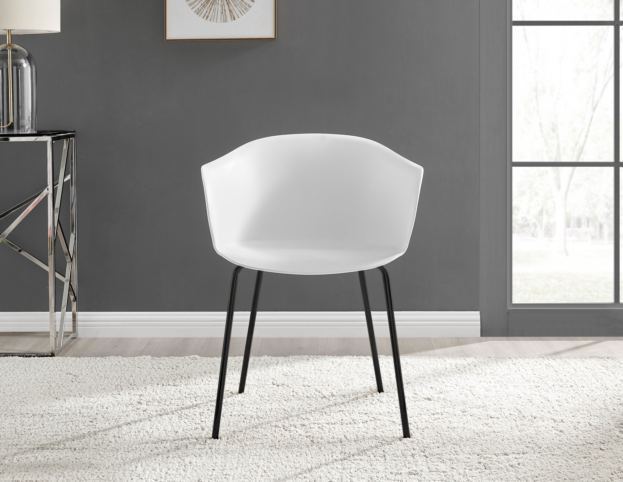Koko 100cm Round Dining Table & 4 Harper Plastic Tub Dining Chairs Black Leg Sc - Picture 33 of 59
