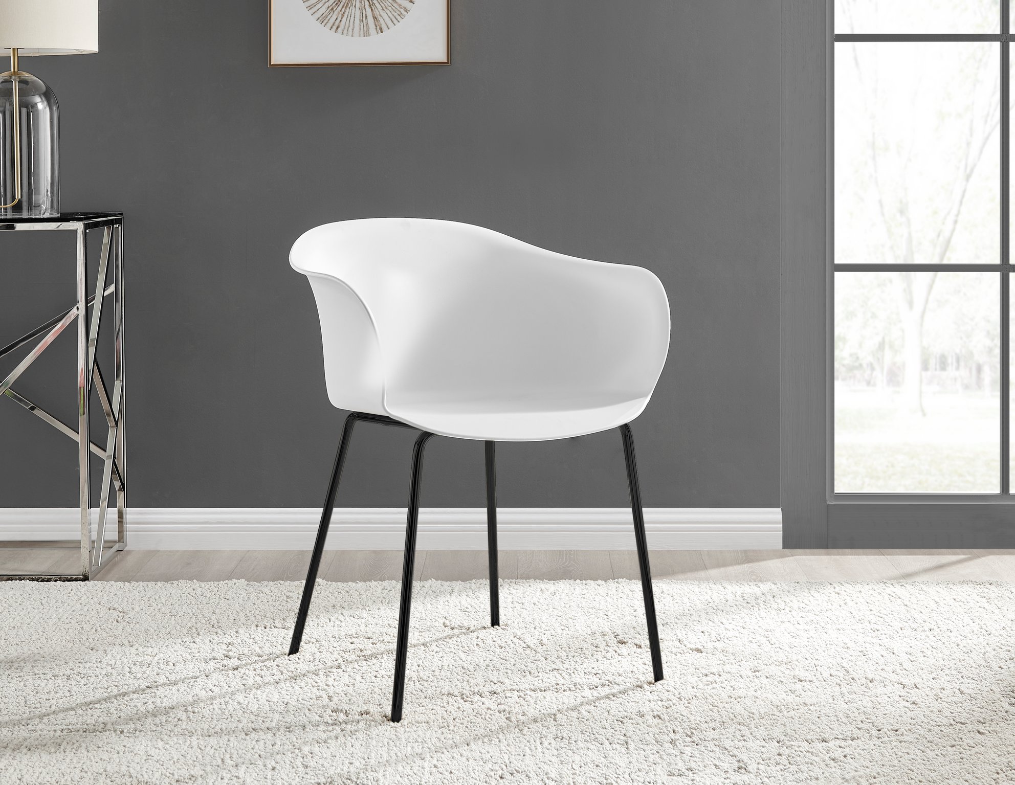 Koko 100cm Round Dining Table & 4 Harper Plastic Tub Dining Chairs Black Leg Sc - Picture 32 of 59