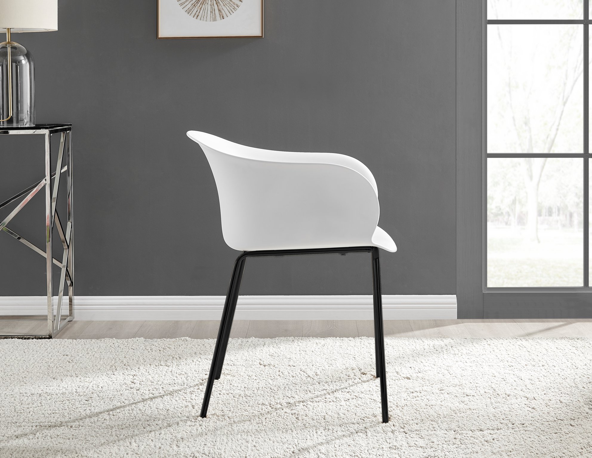 Koko 100cm Round Dining Table & 4 Harper Plastic Tub Dining Chairs Black Leg Sc - Picture 34 of 59