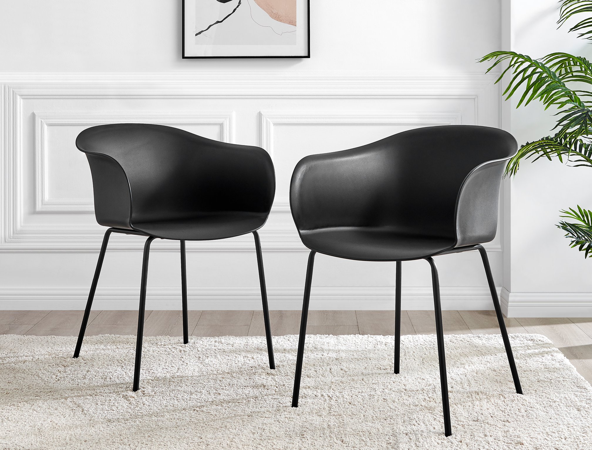 Koko 100cm Round Dining Table & 4 Harper Plastic Tub Dining Chairs Black Leg Sc - Picture 19 of 59