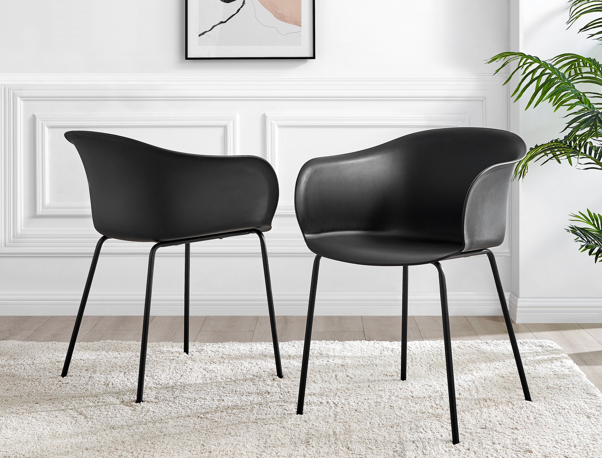 Koko 100cm Round Dining Table & 4 Harper Plastic Tub Dining Chairs Black Leg Sc - Picture 18 of 59