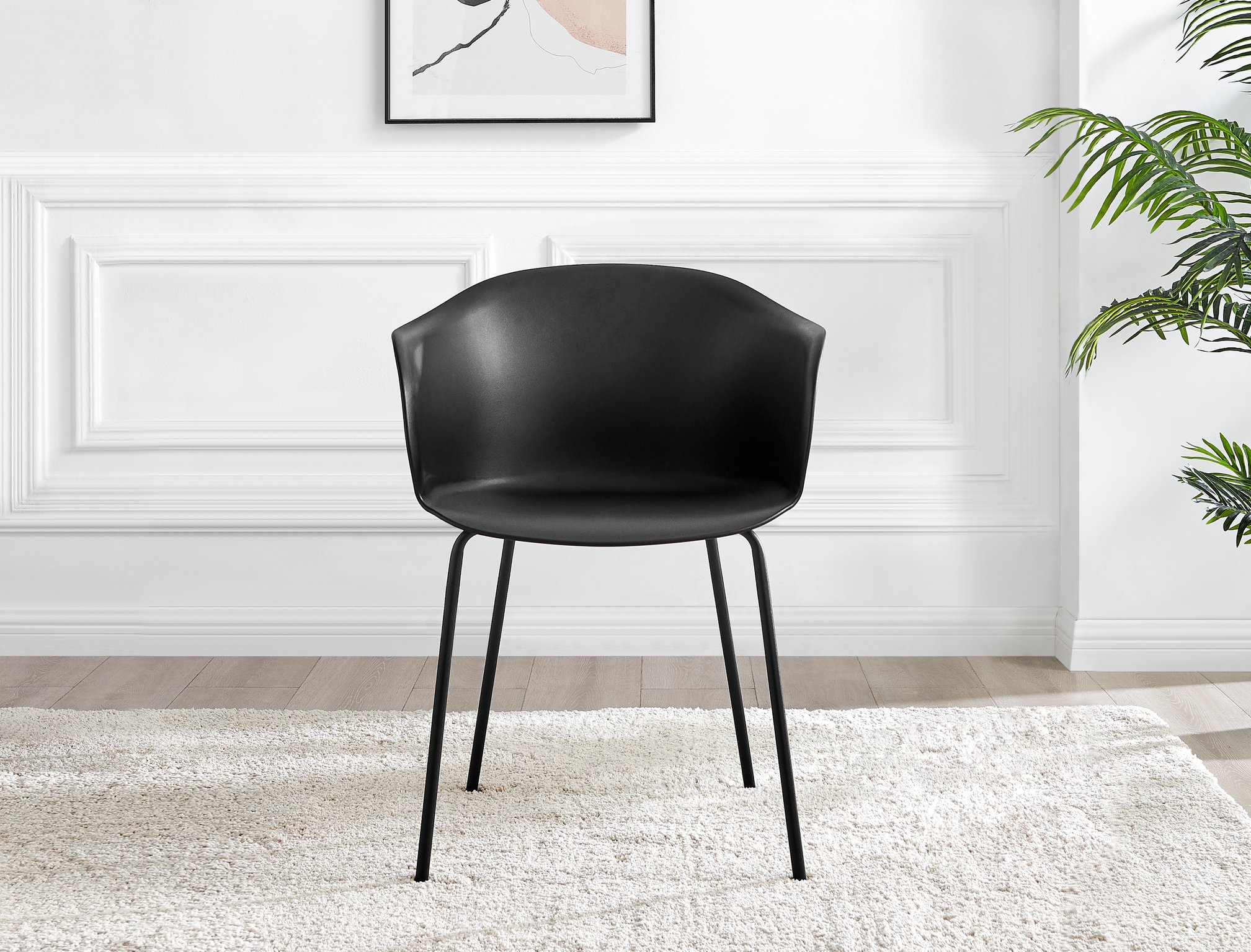 Koko 100cm Round Dining Table & 4 Harper Plastic Tub Dining Chairs Black Leg Sc - Picture 21 of 59