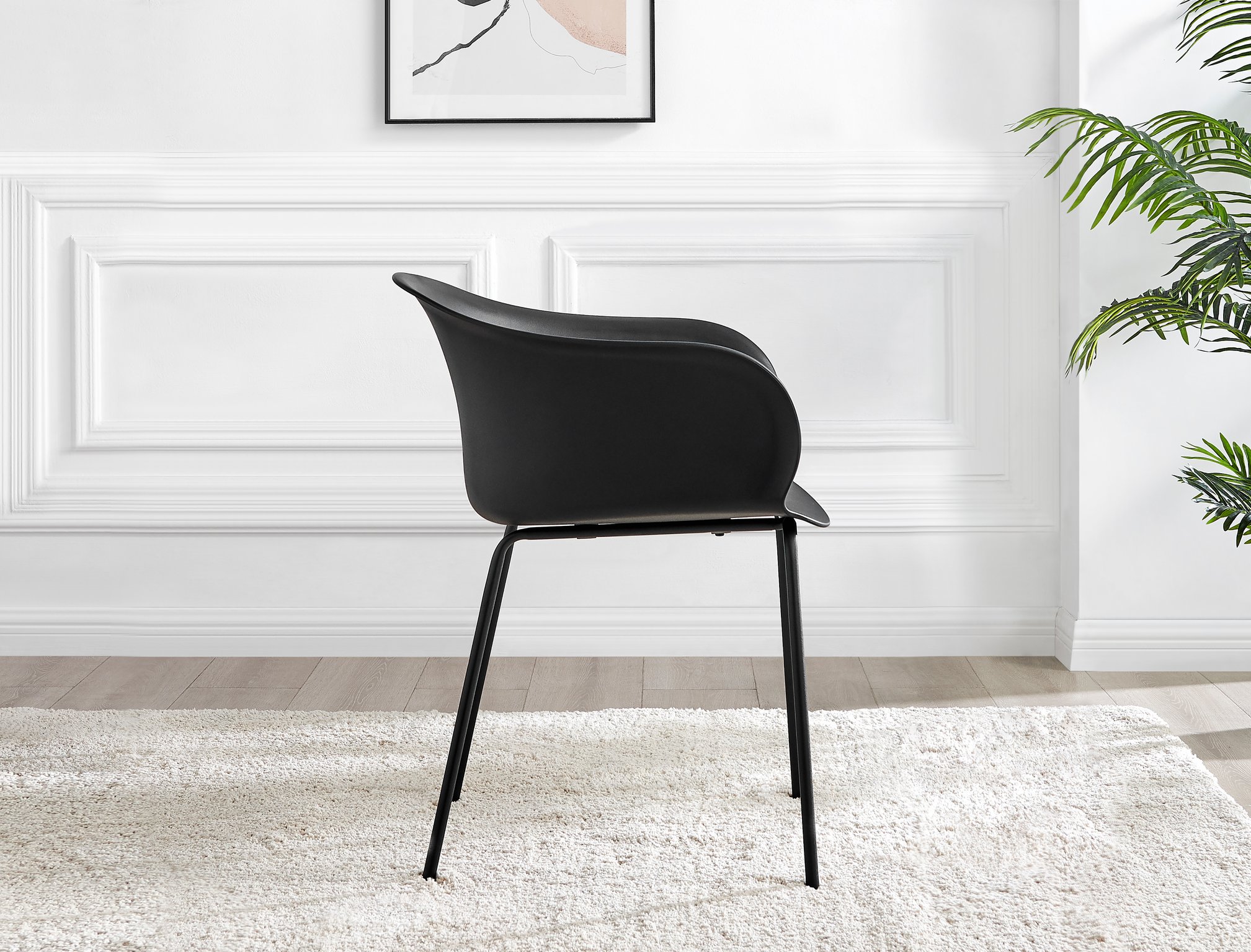 Koko 100cm Round Dining Table & 4 Harper Plastic Tub Dining Chairs Black Leg Sc - Picture 22 of 59