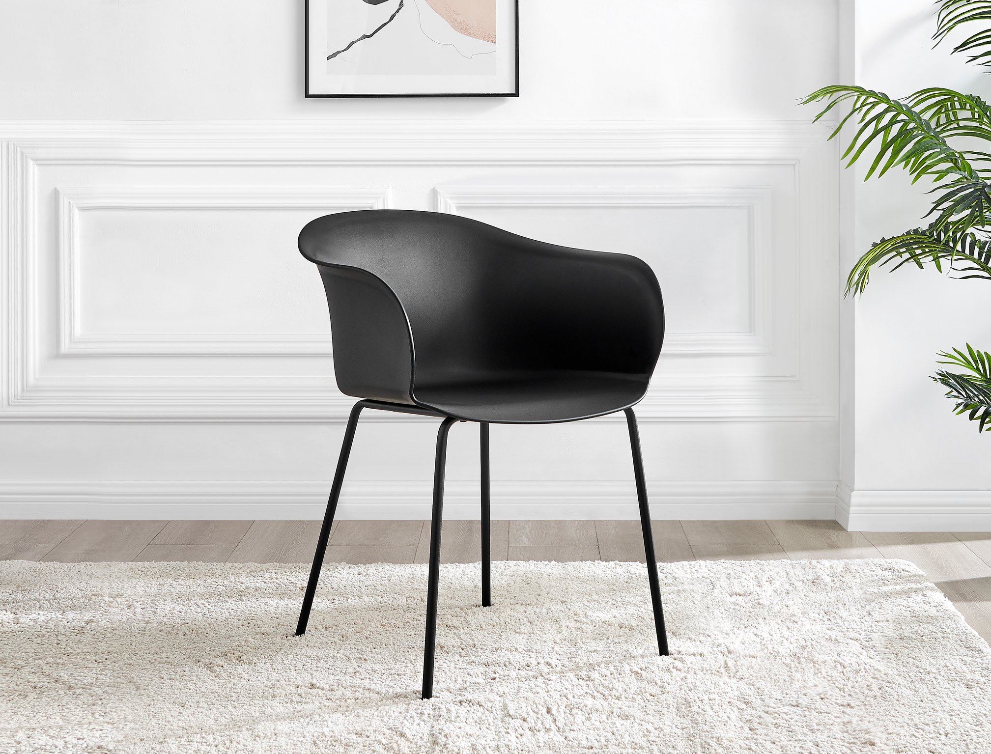 Koko 100cm Round Dining Table & 4 Harper Plastic Tub Dining Chairs Black Leg Sc - Picture 20 of 59