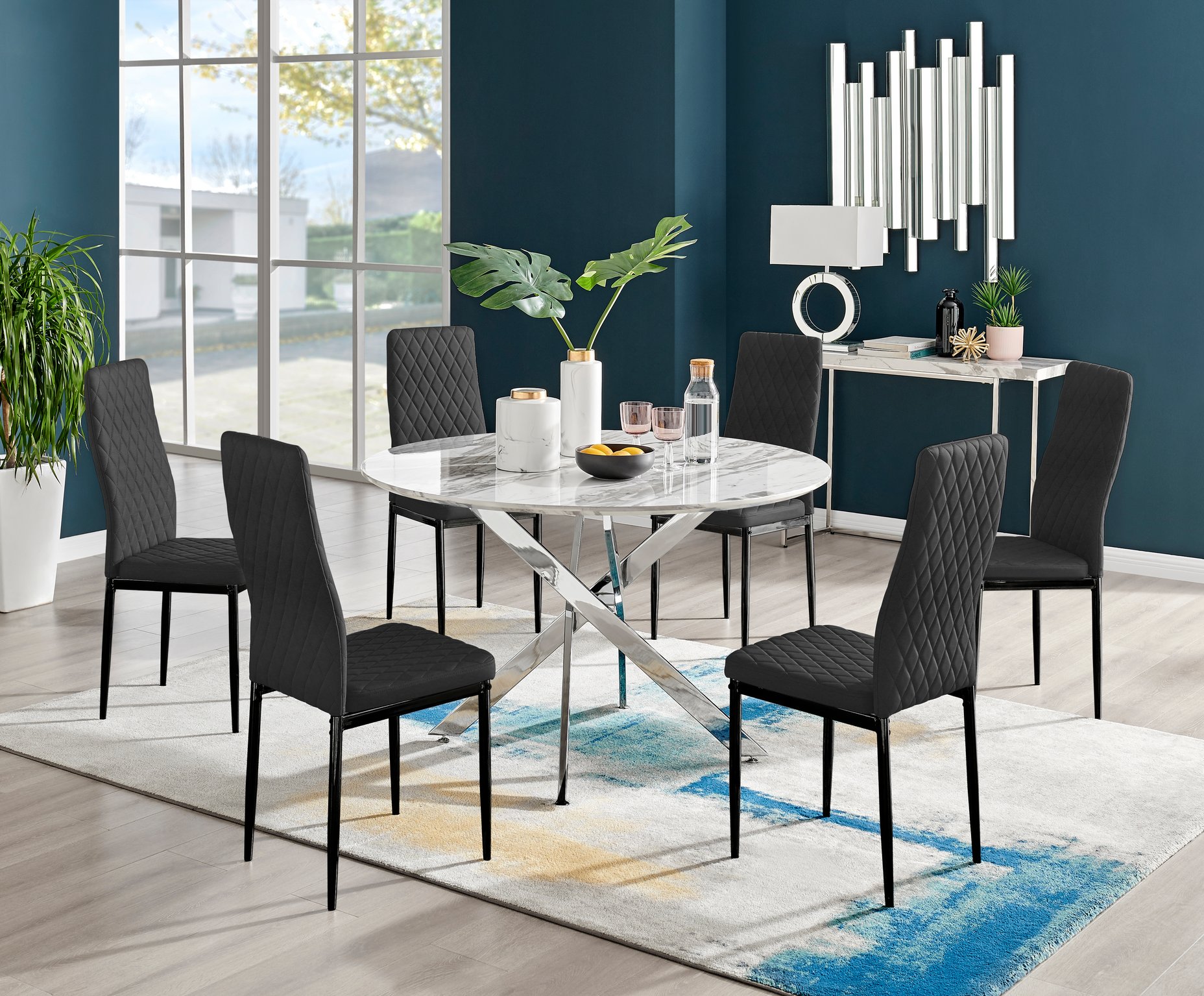 Marble round dining table for deals 6