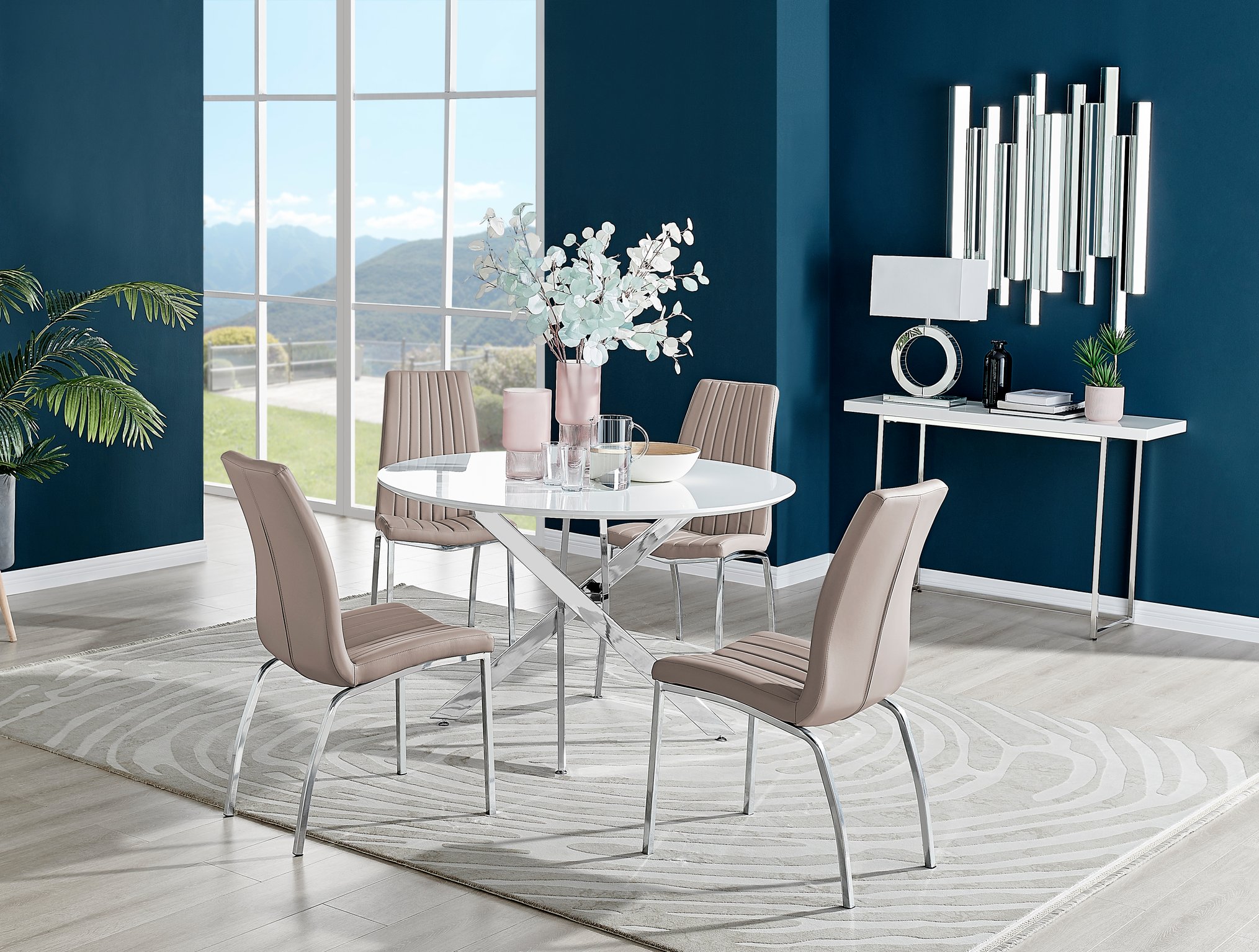 White high gloss discount table and 4 chairs