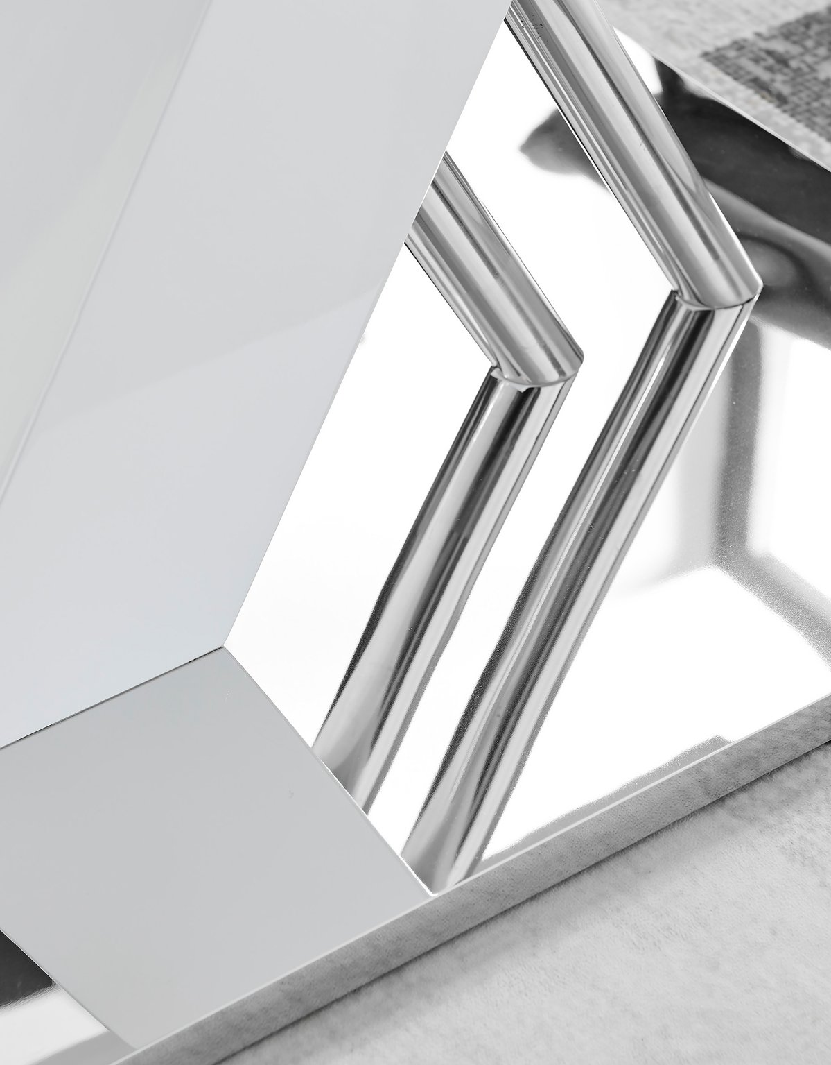 SORRENTO White High Gloss Chrome Dining Table & 4 Faux Leather Lorenzo Chairs - Picture 30 of 61