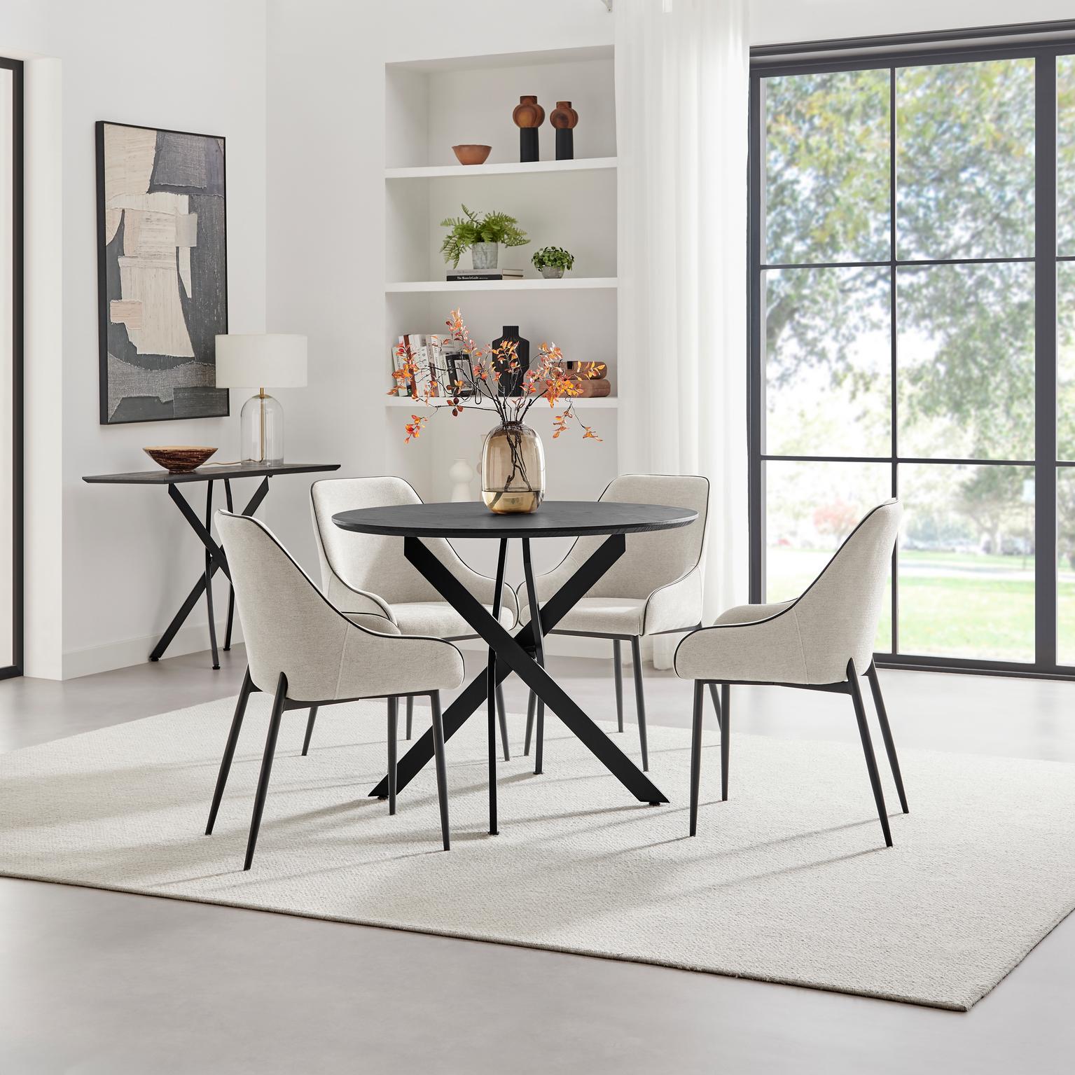 Novara 100cm Black Top Black Leg Round Dining Table & 4 Beaumont Chairs - Picture 15 of 26