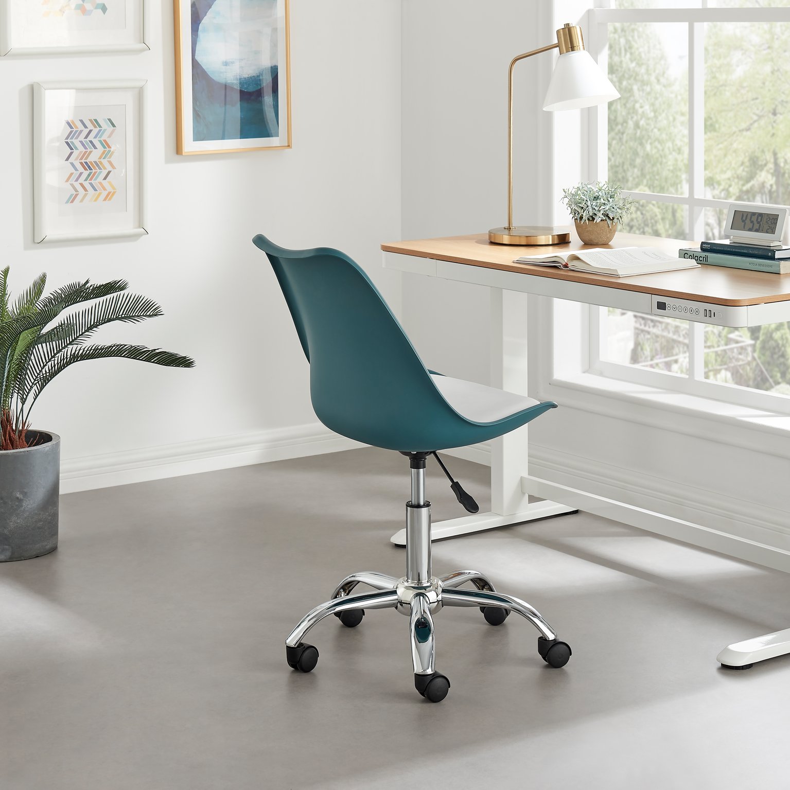 Furniturebox Oslo Scandi Inspired Office Chair With Faux Leather Cushion - Picture 6 of 24