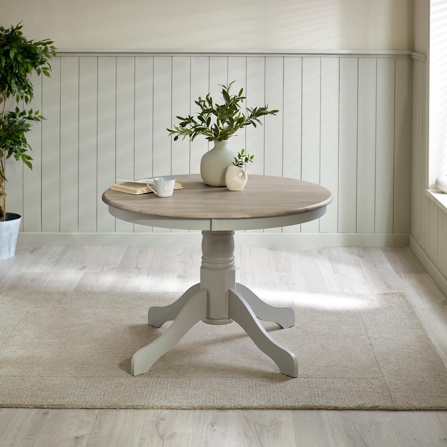 Bude 106cm Round Wooden Dining Table & 4 Millford Chairs Farmhouse - Picture 5 of 38