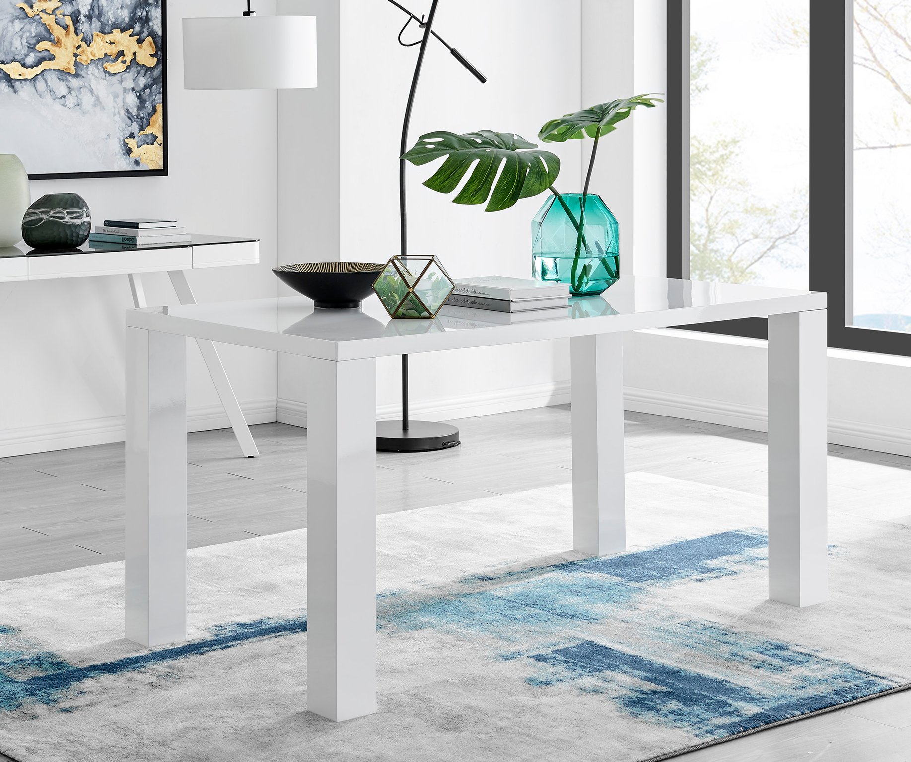 PIVERO White High Gloss Dining Table & 6 Faux Leather Milan Chairs - Picture 77 of 148