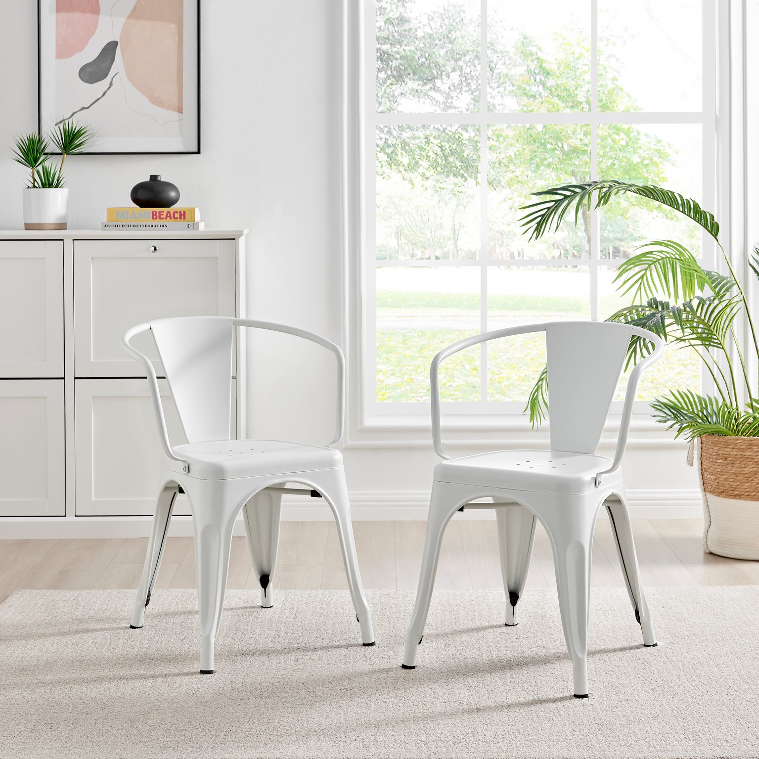 Colton Tolix Style Industrial Metal Dining Chair with Arms Set of 2
