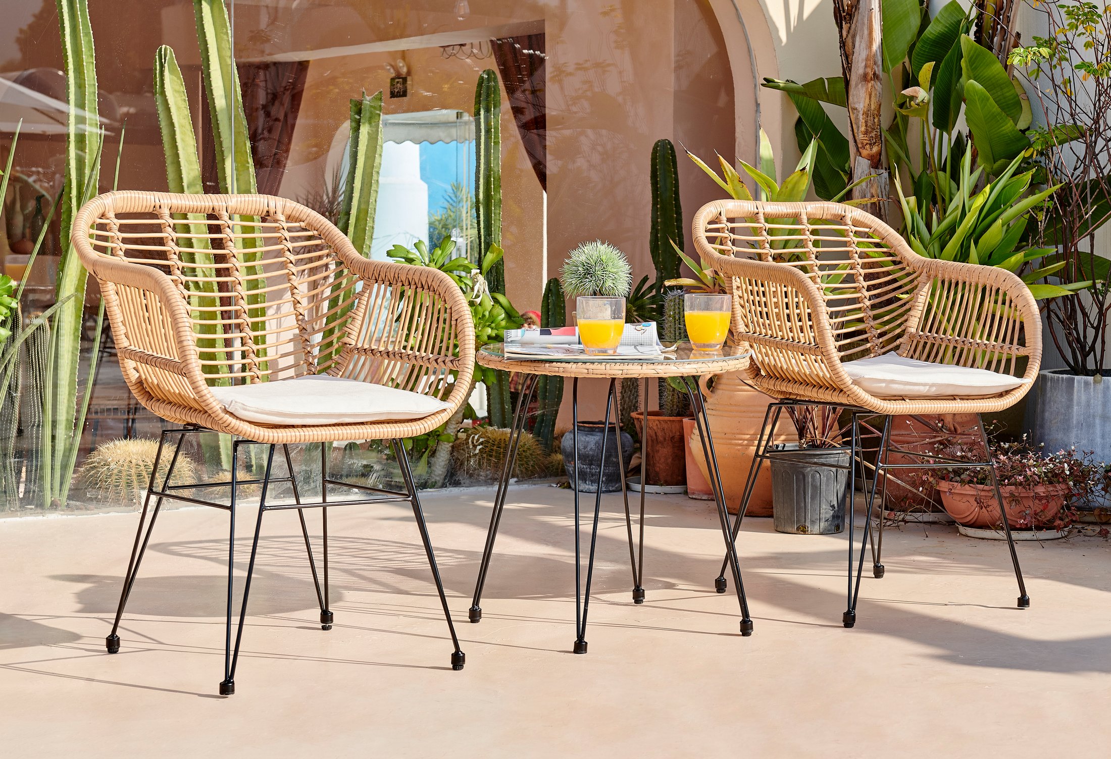 Furniturebox Belize Outdoor PE Rattan 2 Seat Garden Bistro Table