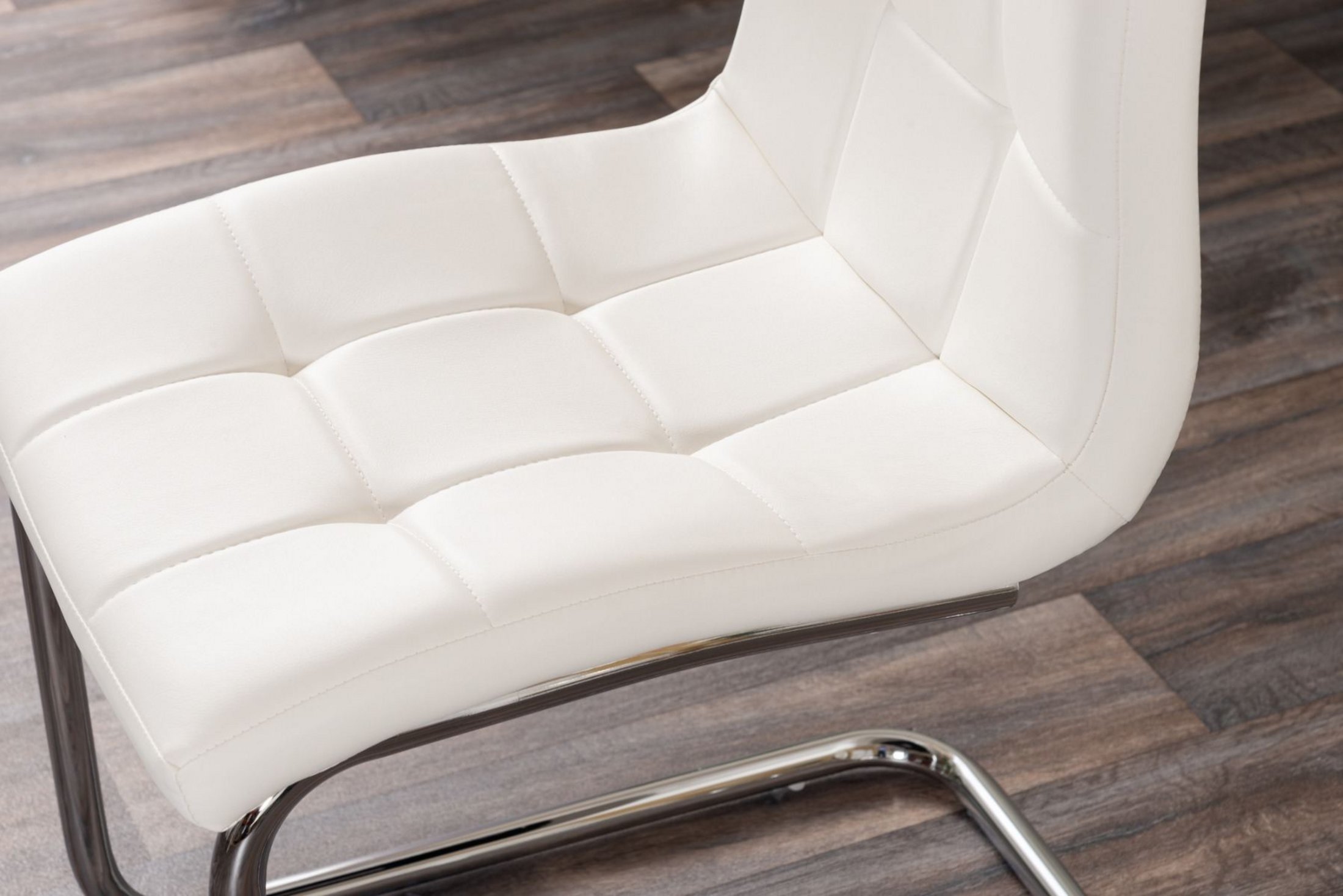 ATLANTA White High Gloss and Chrome Dining Table & 6 Faux Leather Murano Chairs - Picture 13 of 49
